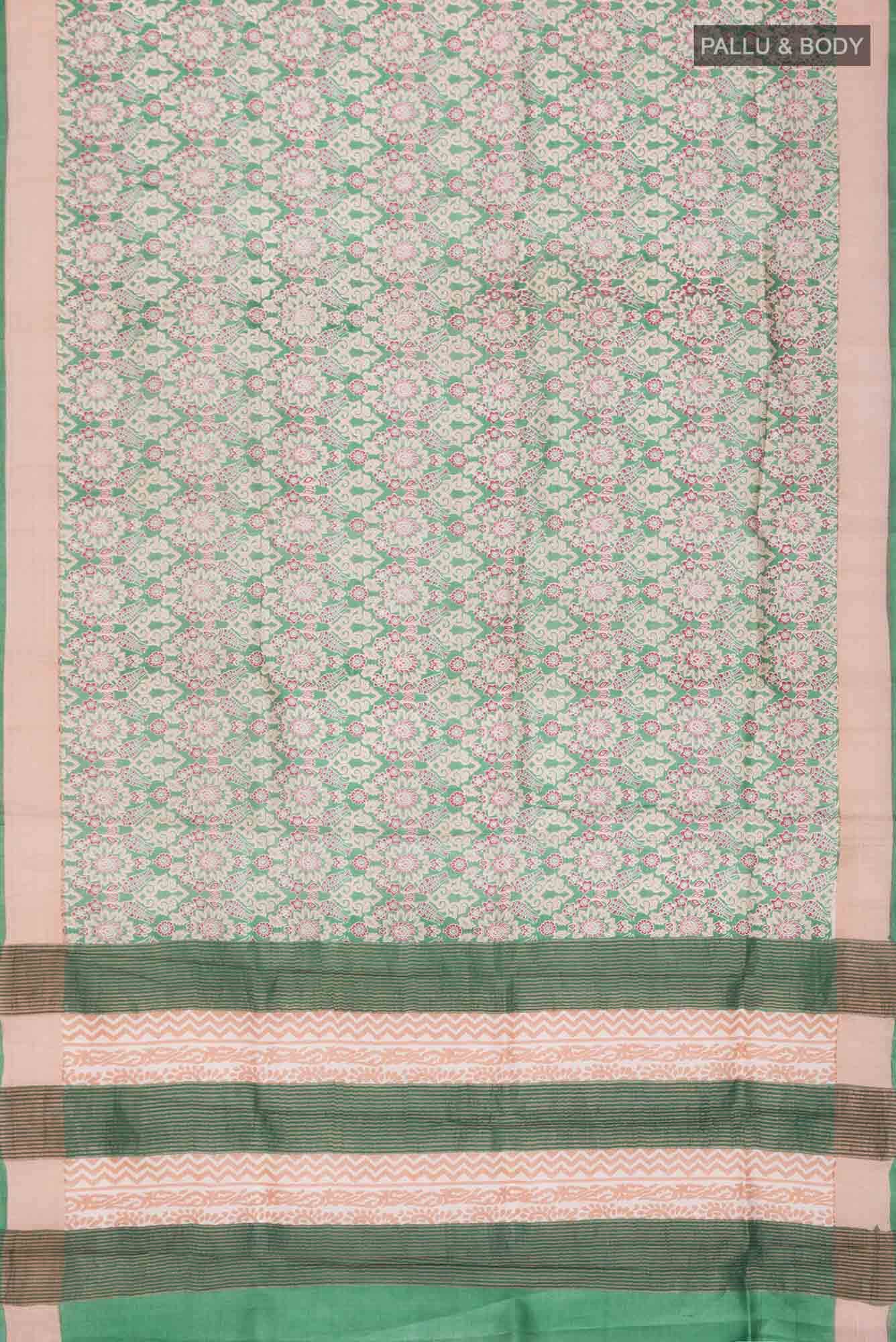 Green Bhagalpuri Tussar Silk Saree