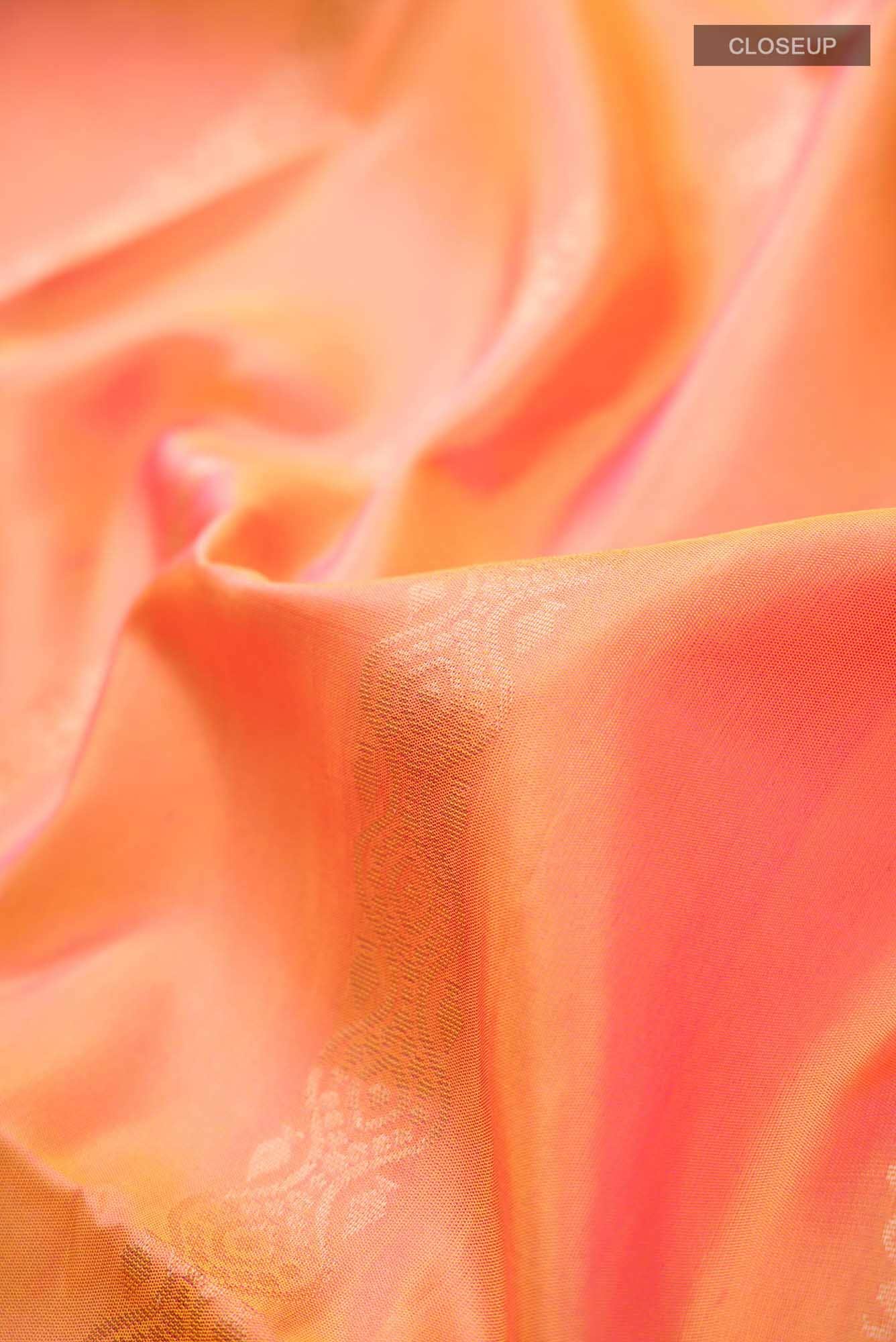 Yellow with Pink Dual Tone Soft Silk Saree