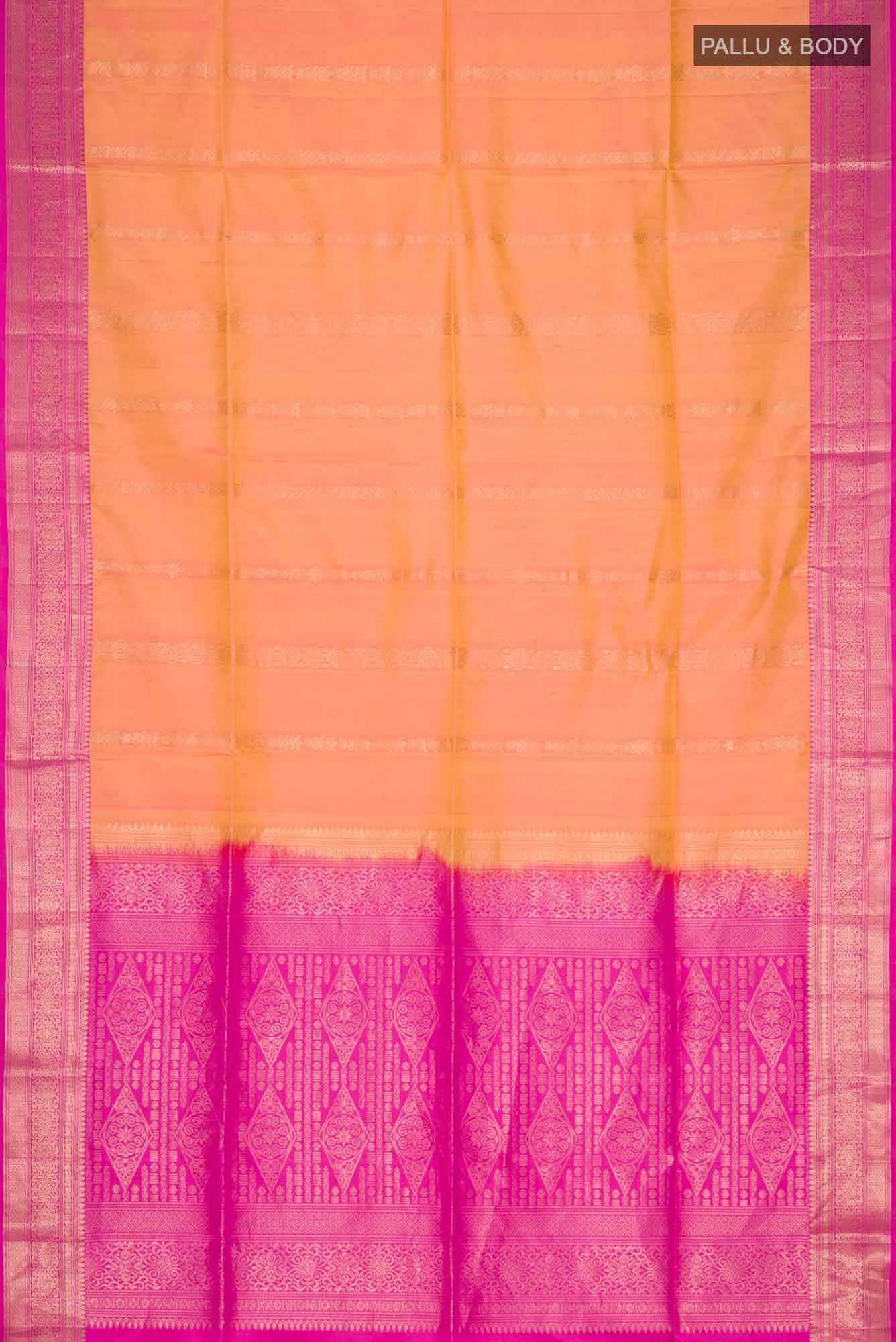 Yellow with Pink Dual Tone Soft Silk Saree