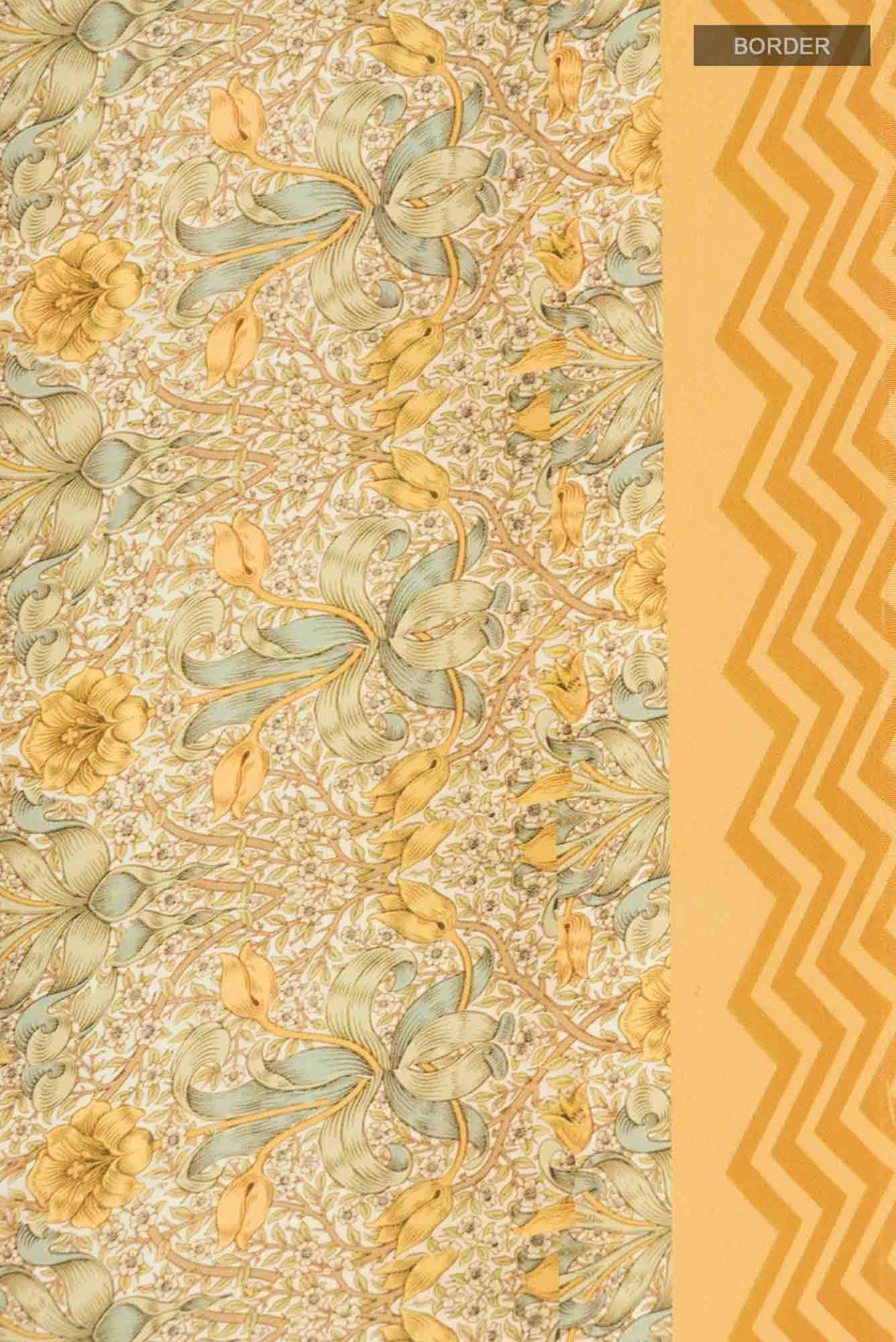 Yellow Printed Silk Saree