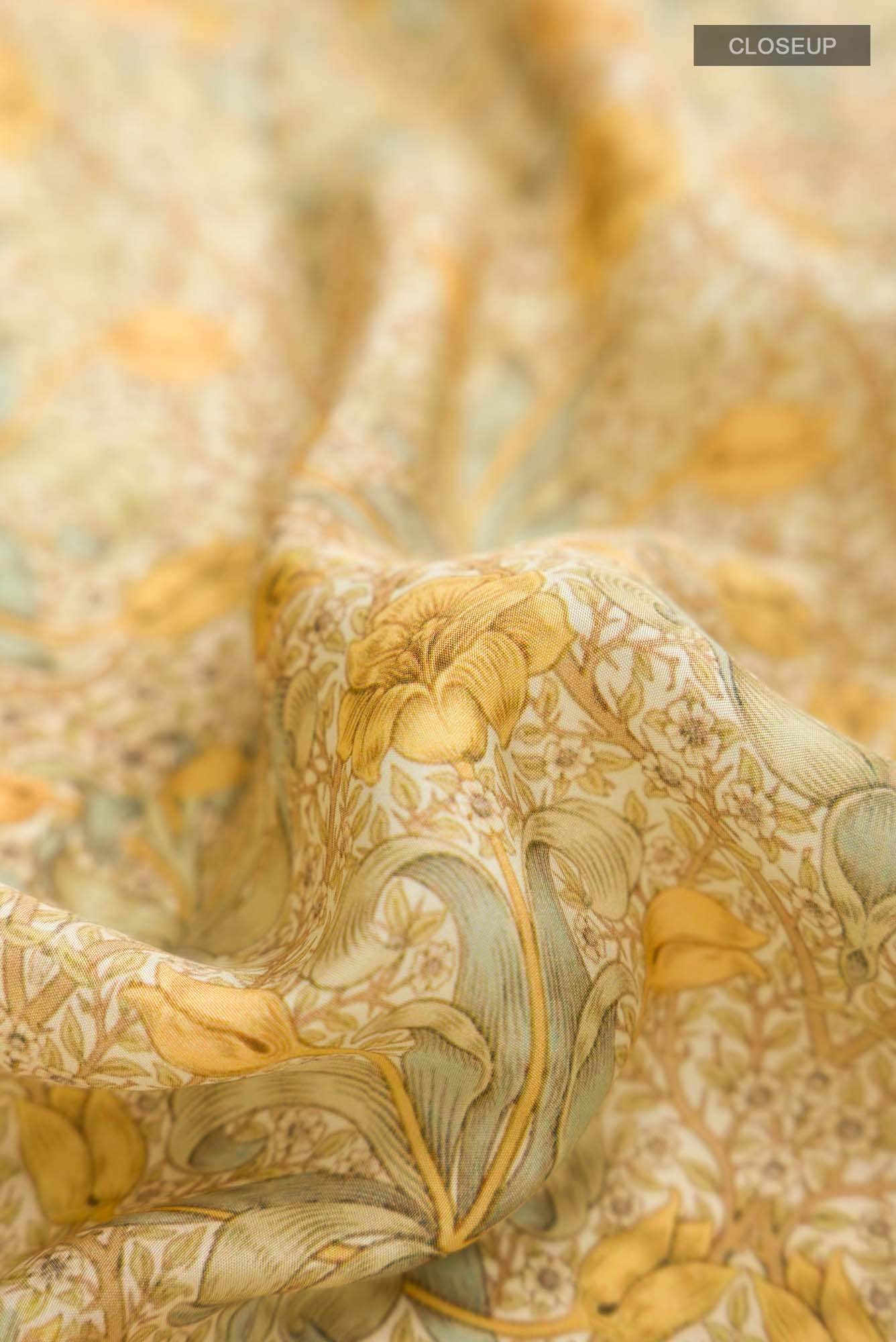 Yellow Printed Silk Saree