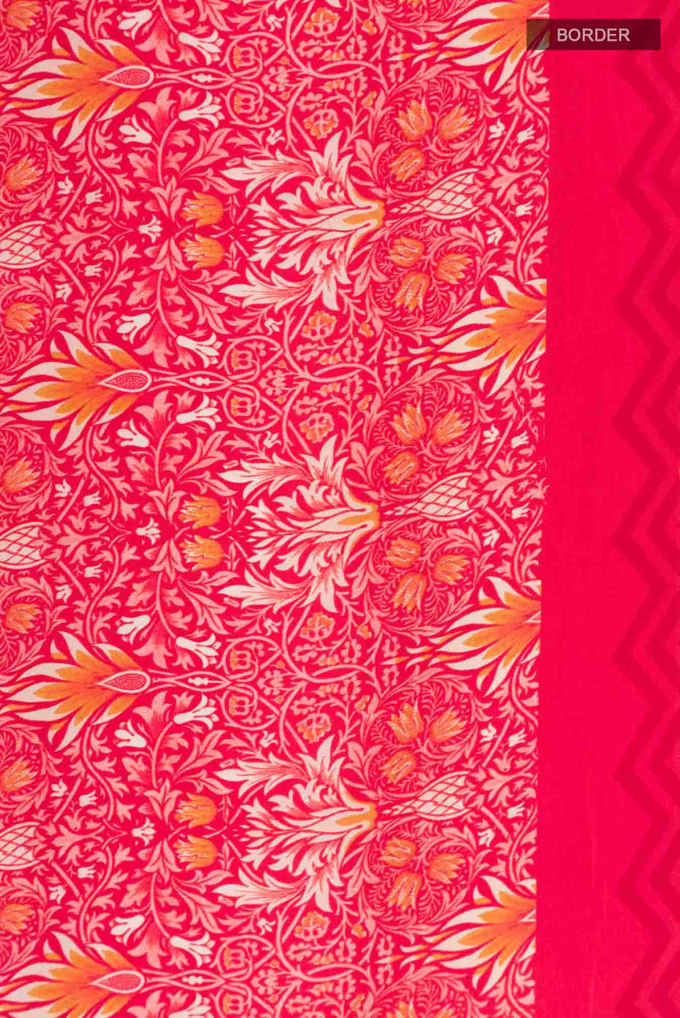 Red Printed Silk Saree
