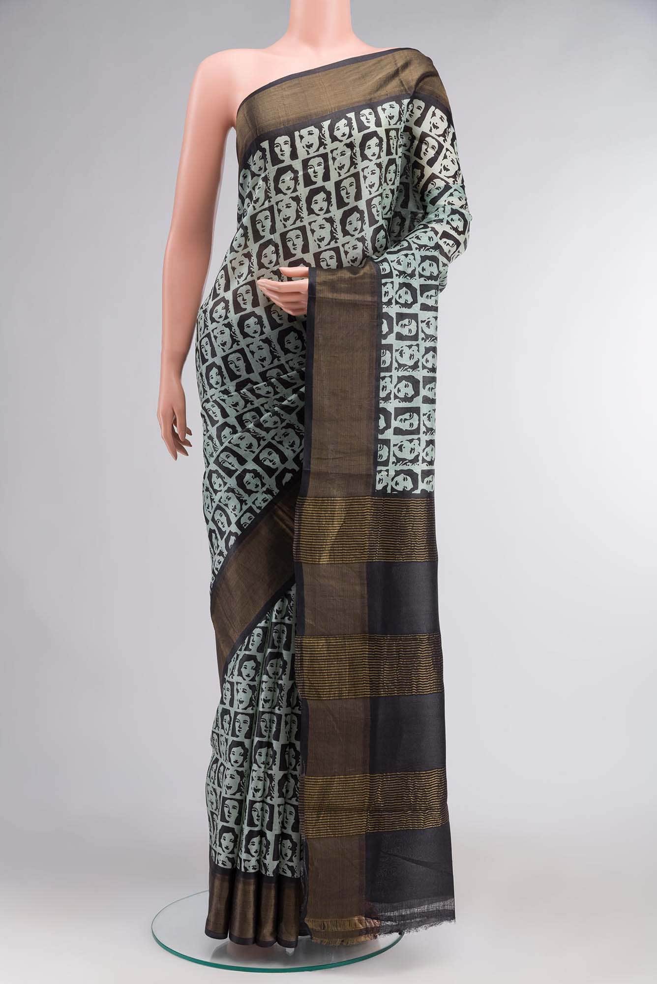 Green Tussar Silk Saree