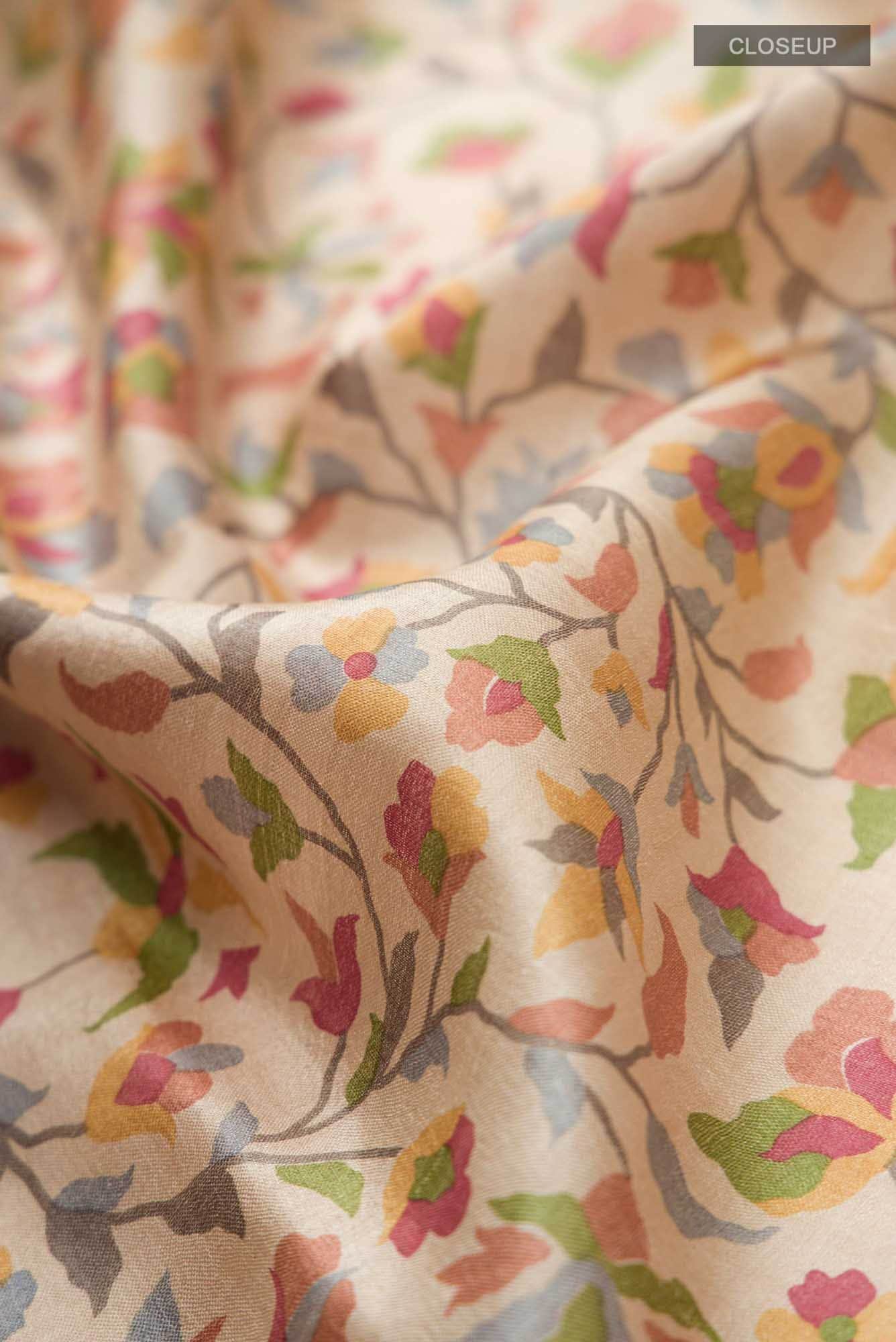 Beige Bhagalpuri Tussar Silk Saree