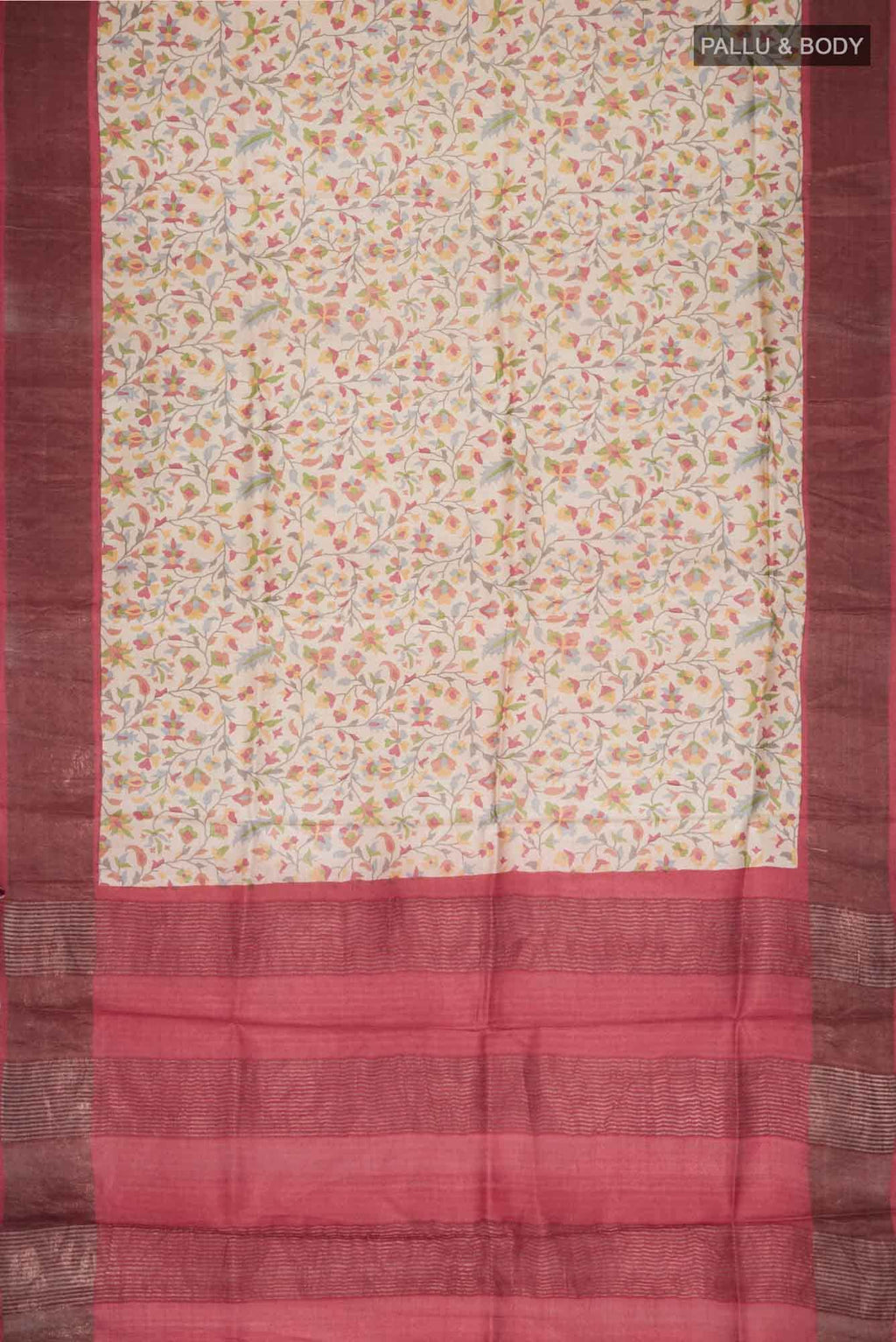 Beige Bhagalpuri Tussar Silk Saree