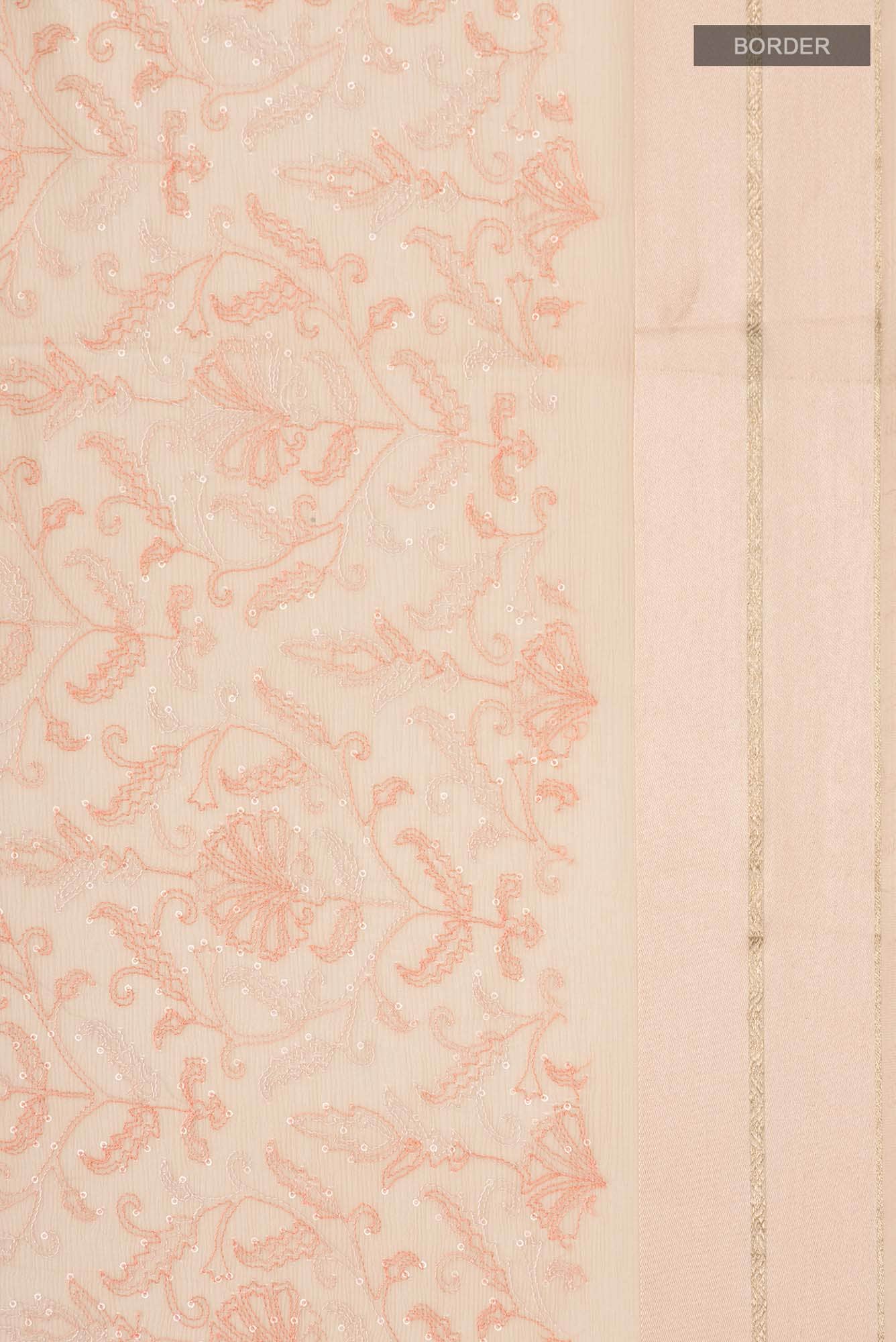 Cream Mysore Chiffon Saree