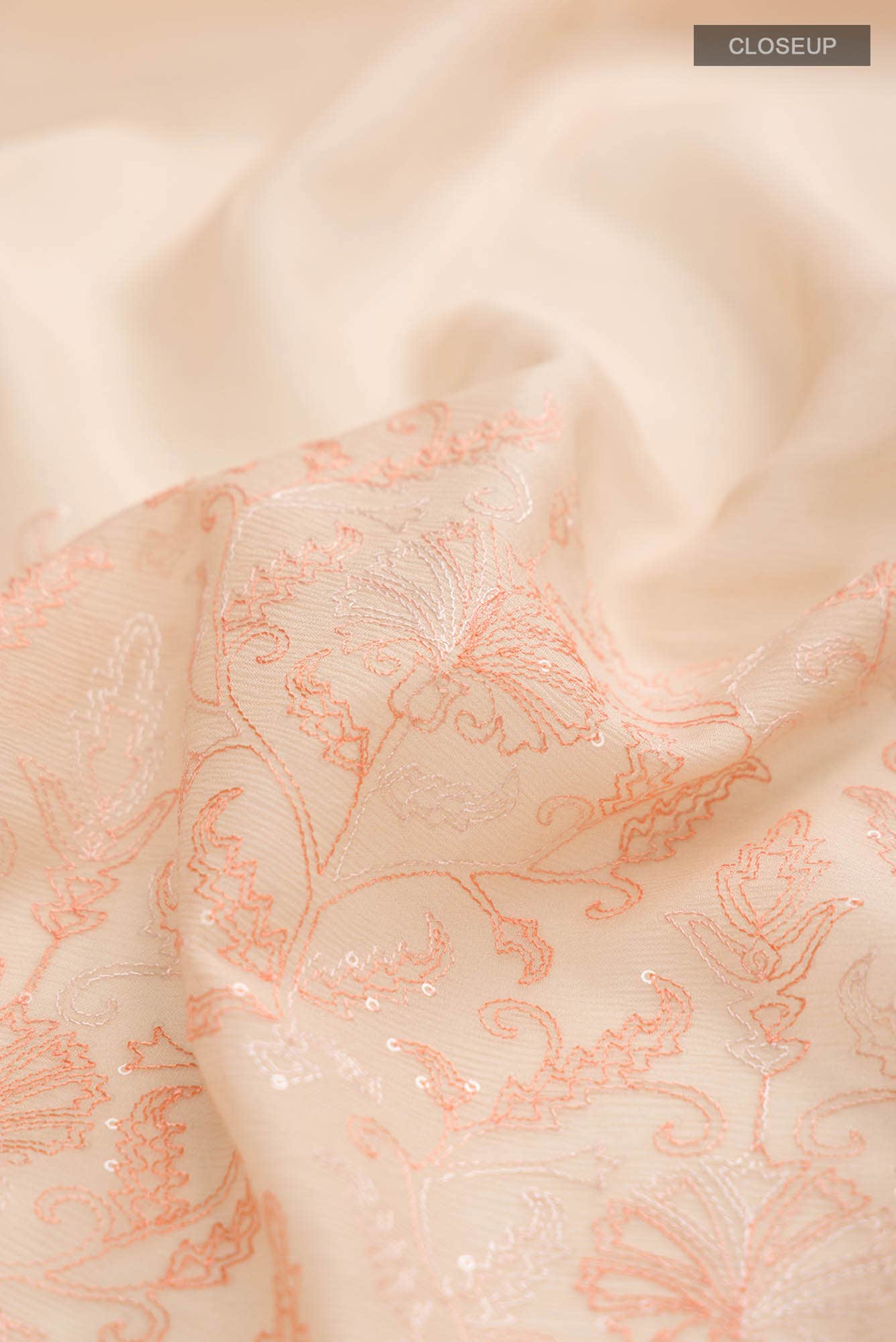 Cream Mysore Chiffon Saree