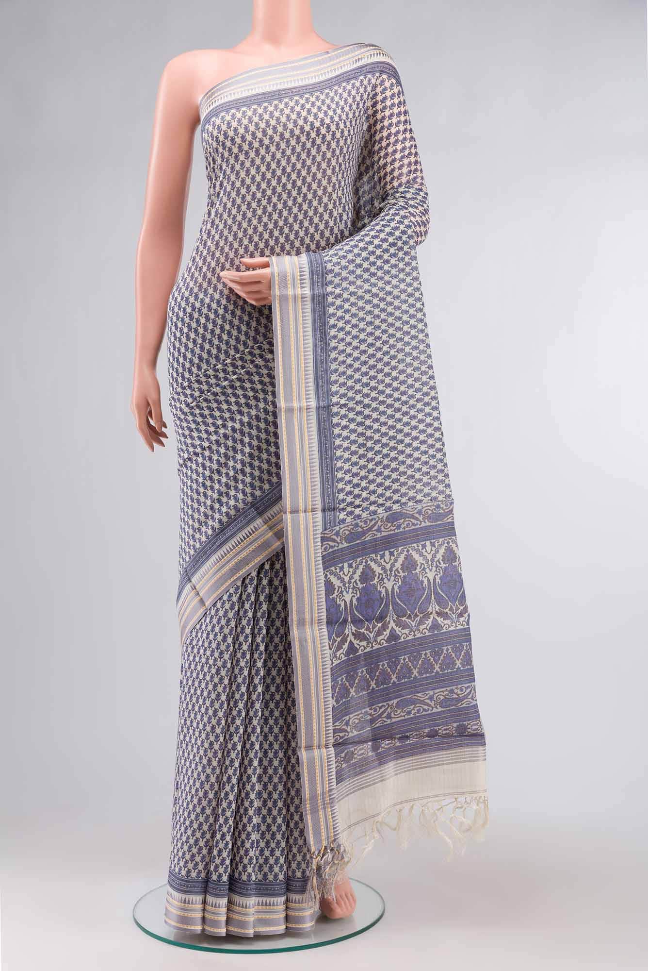 Blue Silk Cotton Saree
