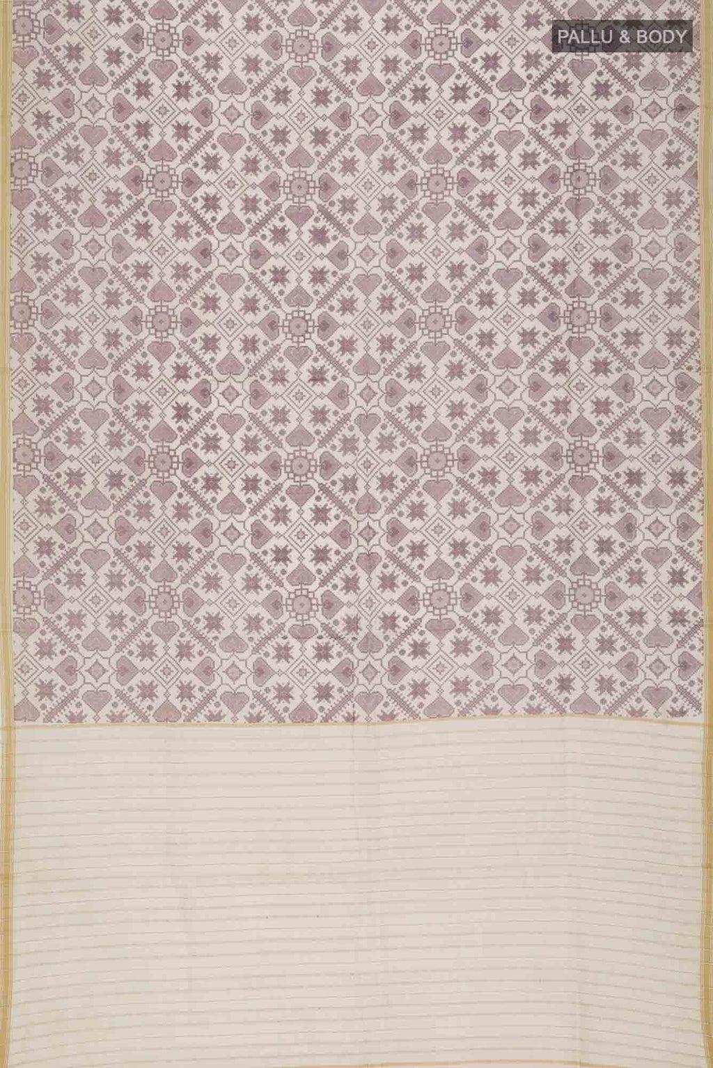 Off White Tussar Silk Saree