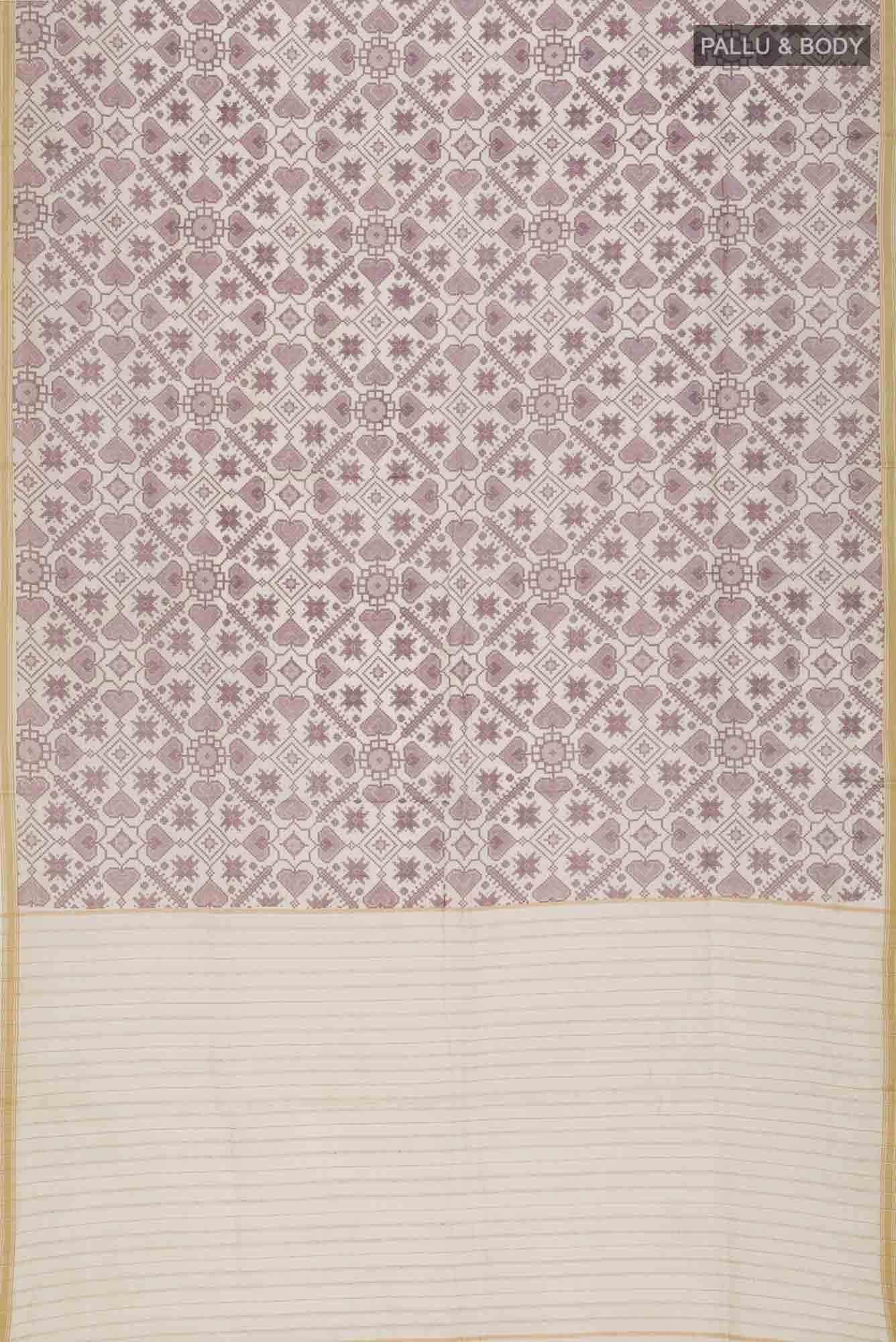 Off White Tussar Silk Saree