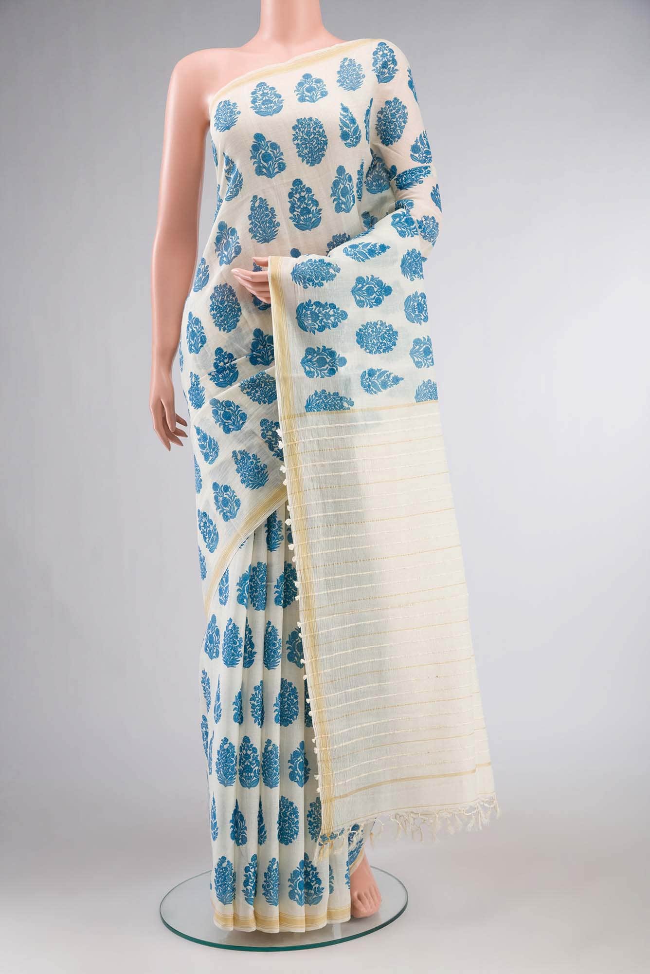 Off White Tussar Silk Saree