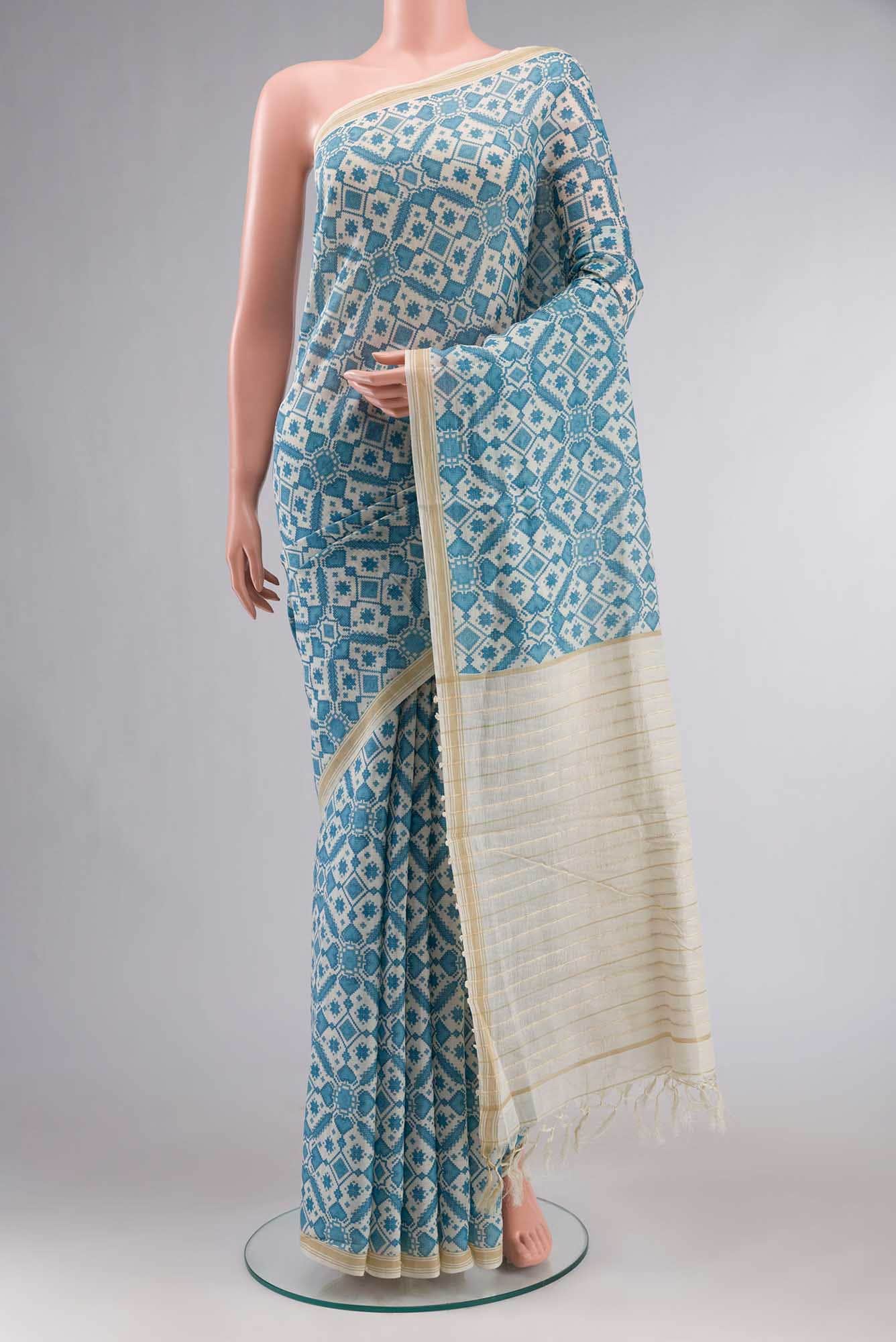 Off White Tussar Silk Saree