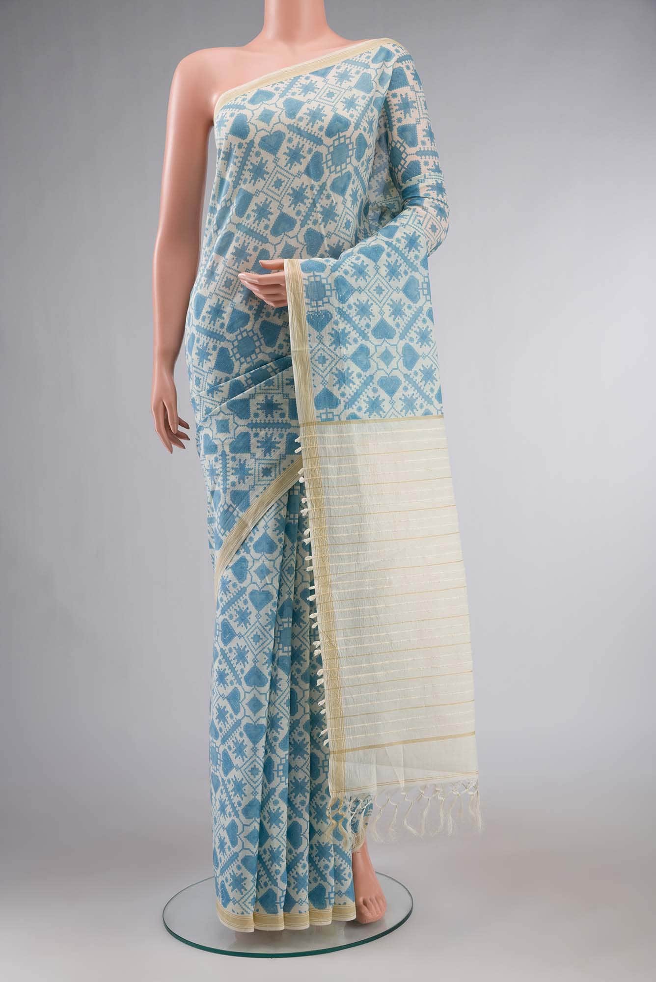 Off White Tussar Silk Saree