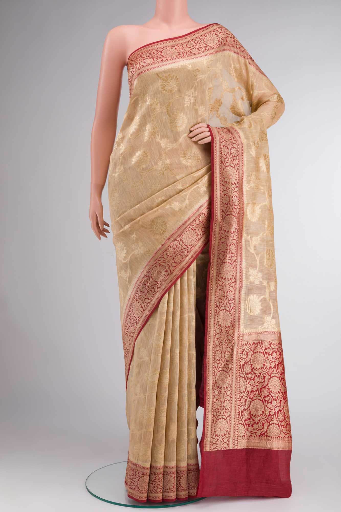 Beige Linen Saree