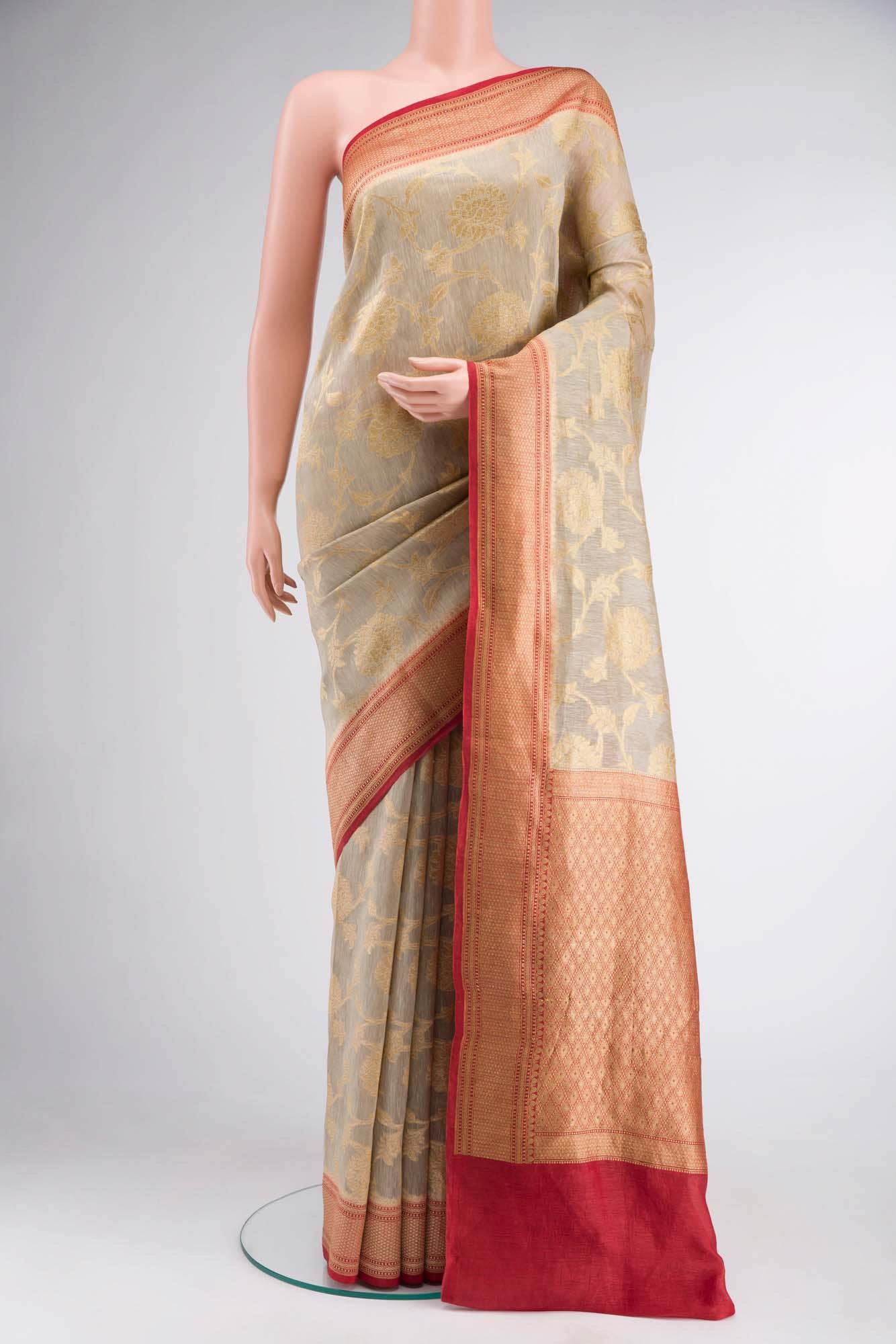 Beige Linen Saree