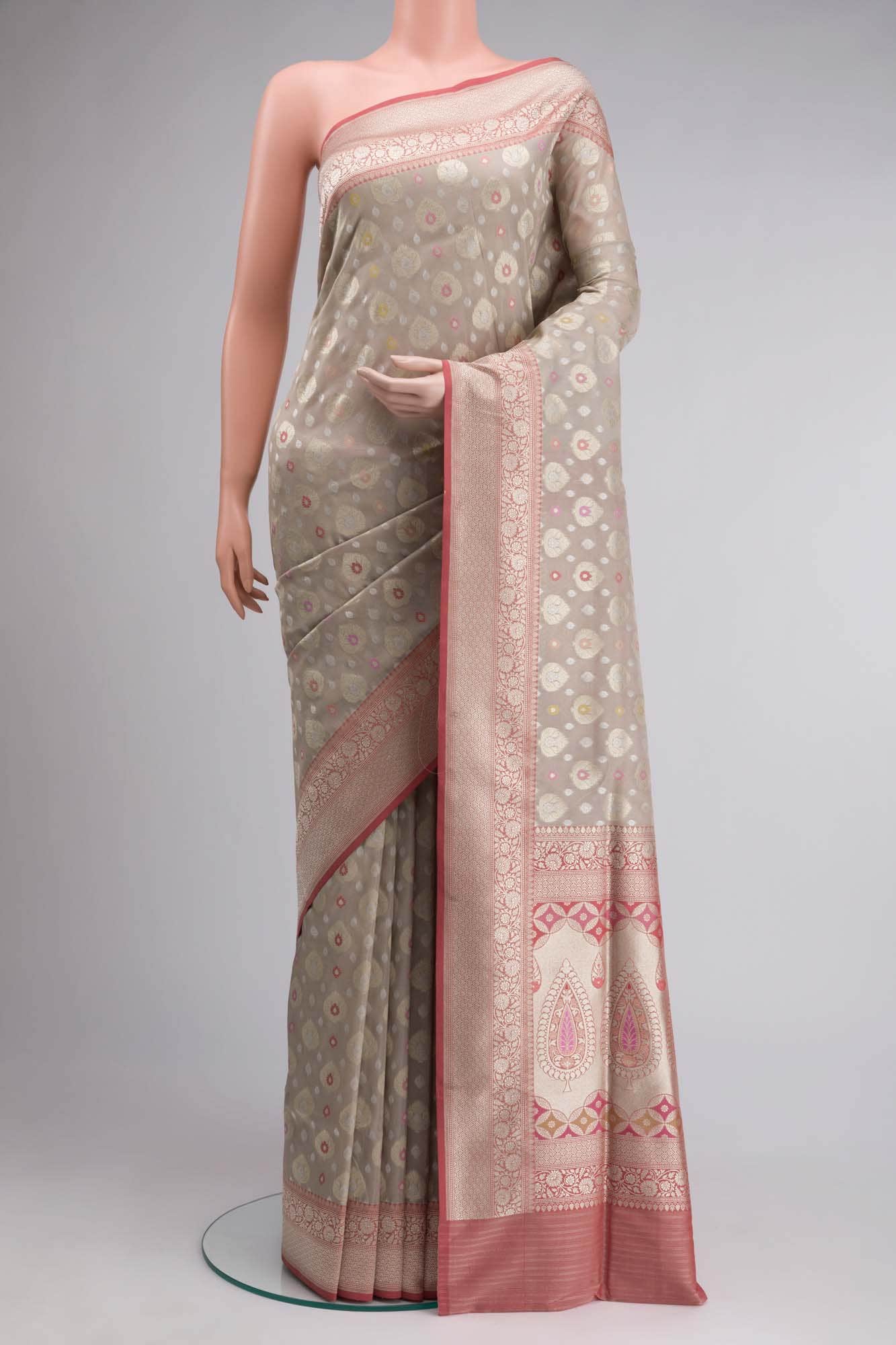 Beige Banarasi Silk Saree