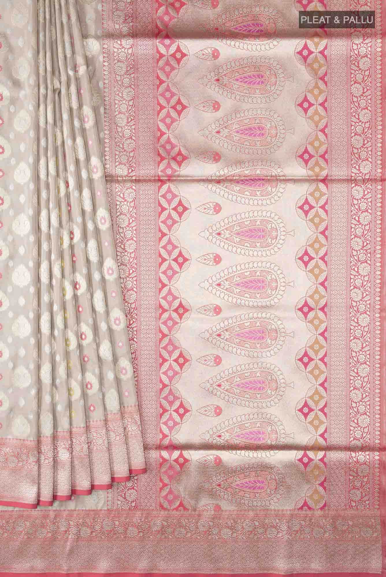 Beige Banarasi Silk Saree