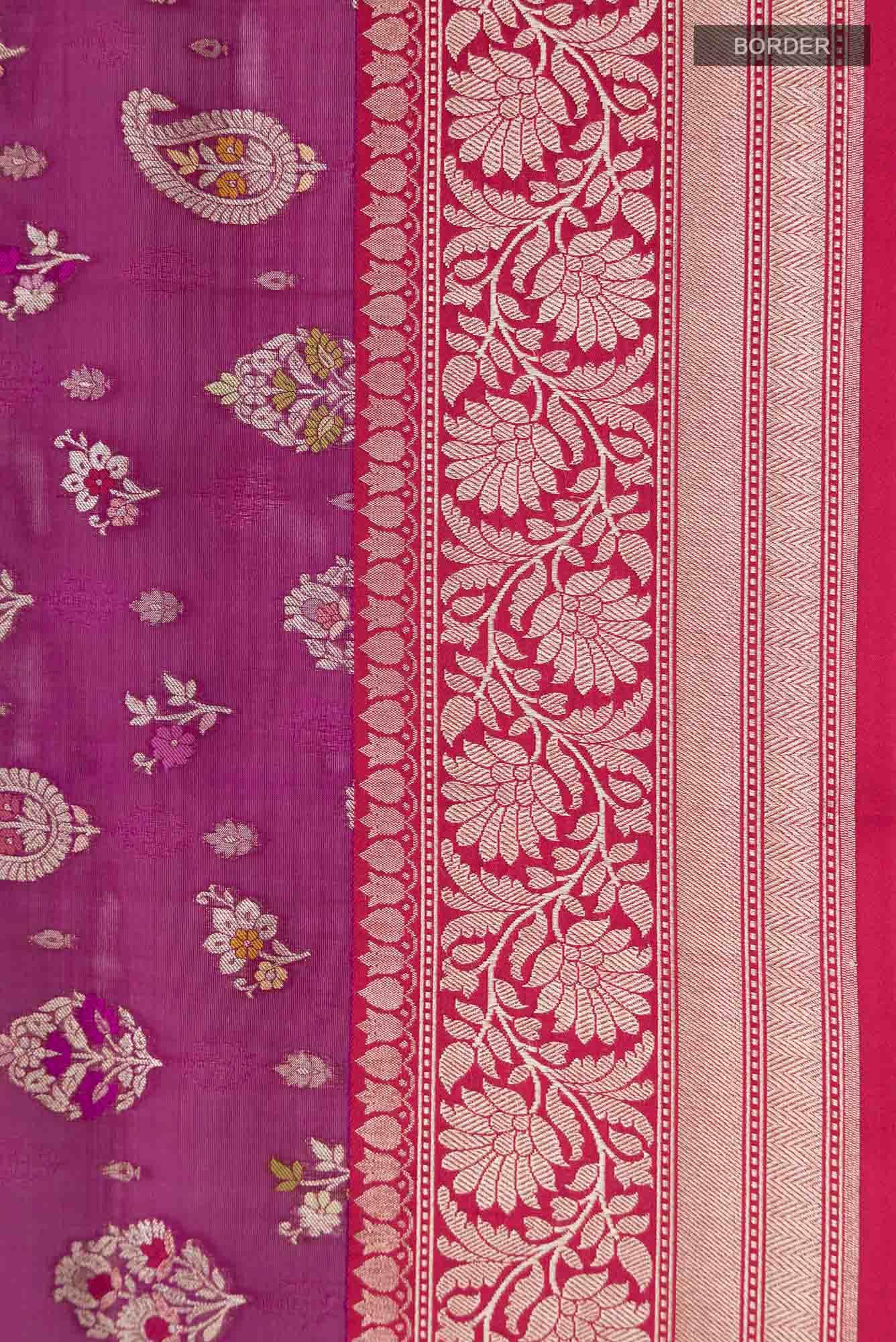 Magenta Banarasi Silk Saree