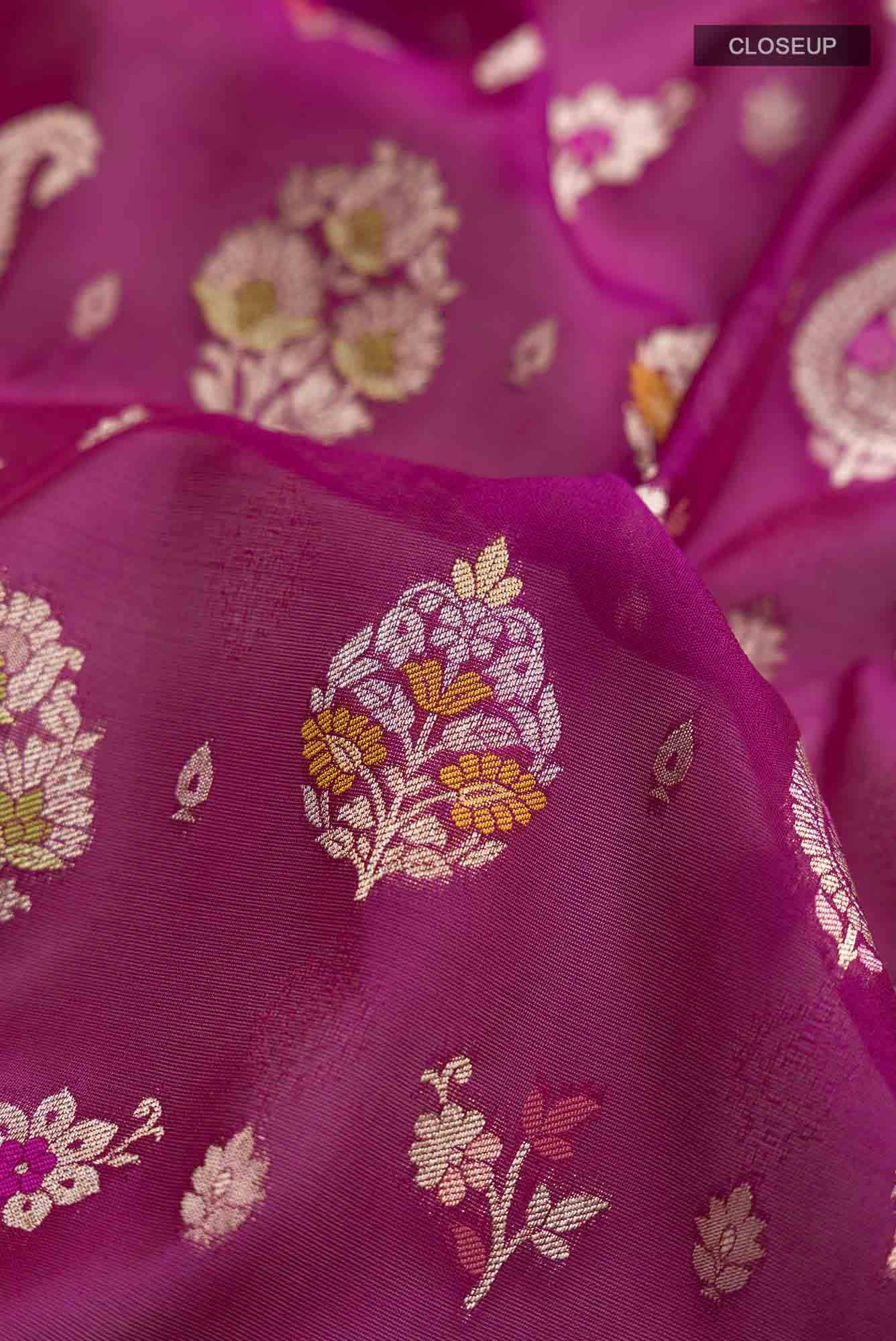 Magenta Banarasi Silk Saree