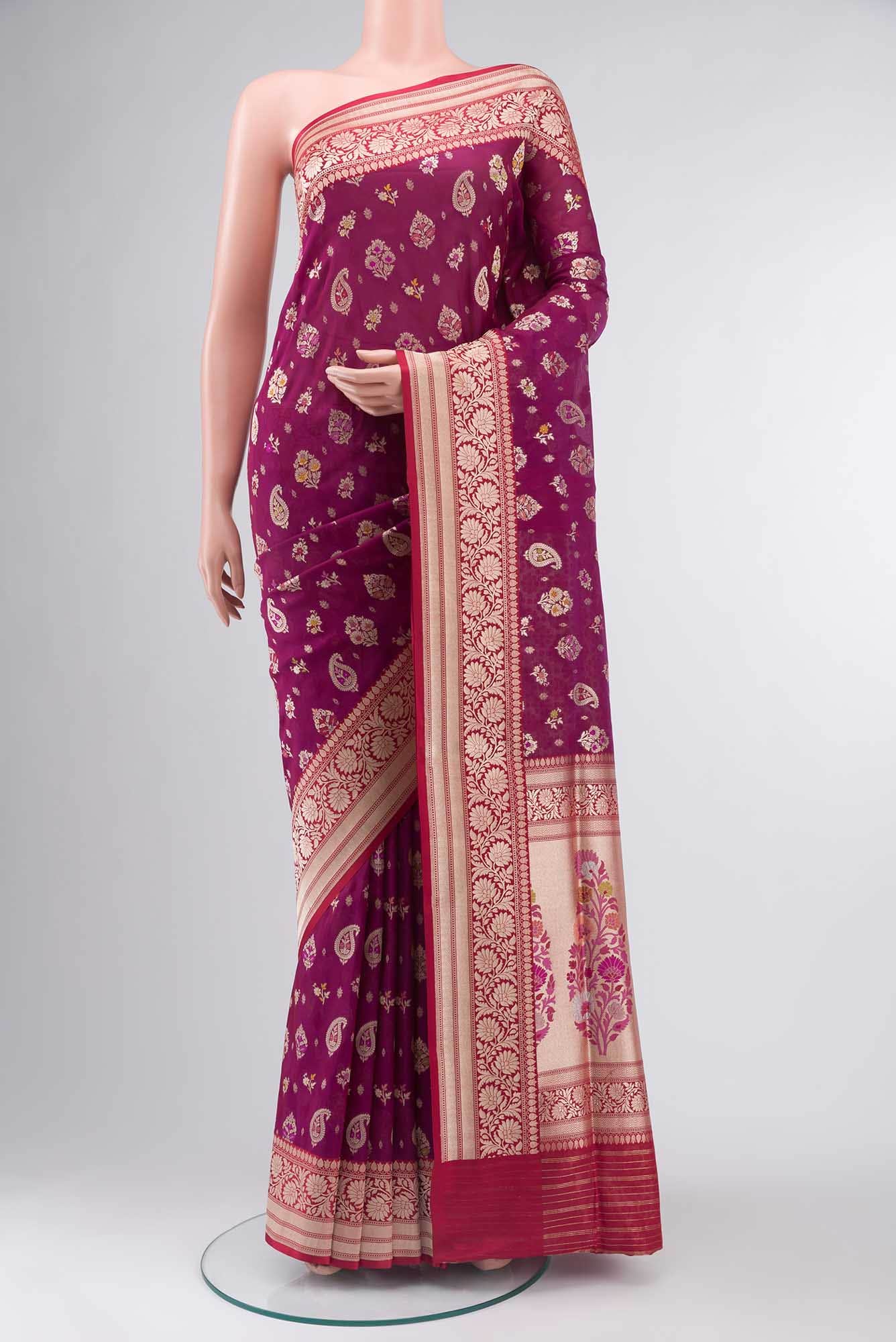 Magenta Banarasi Silk Saree