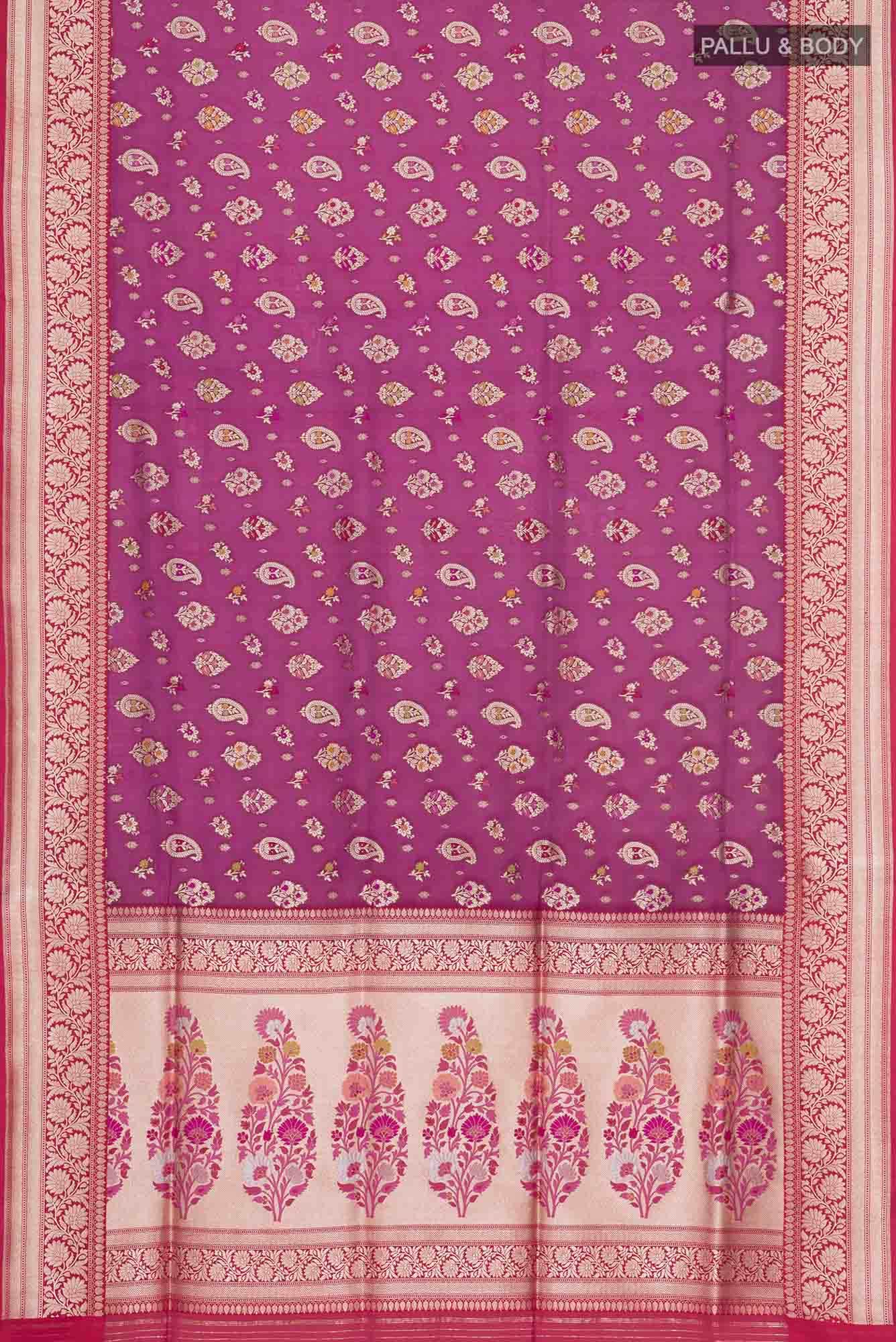 Magenta Banarasi Silk Saree