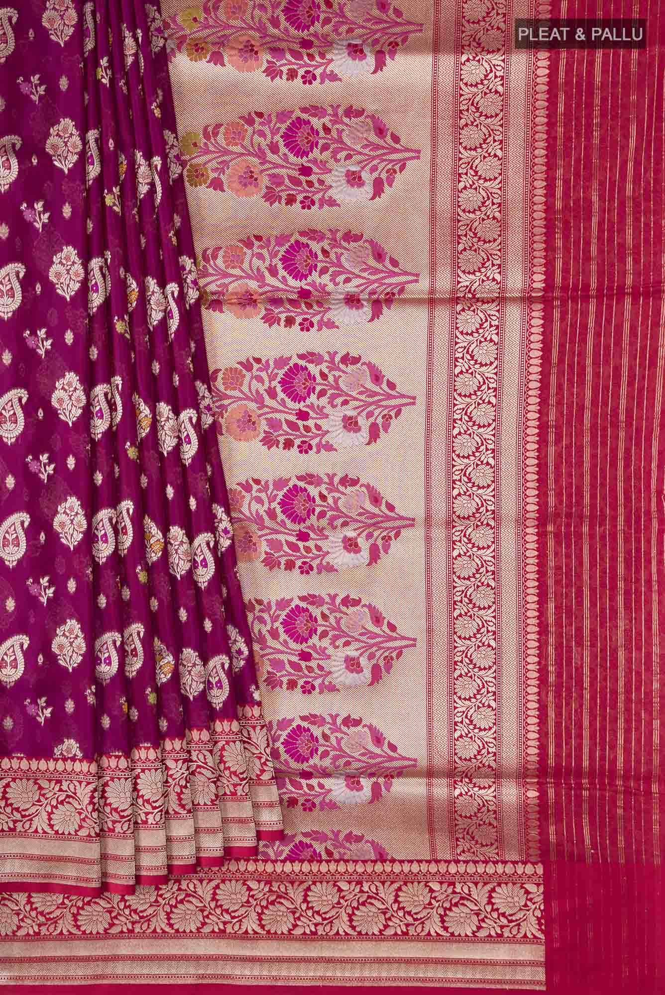Magenta Banarasi Silk Saree