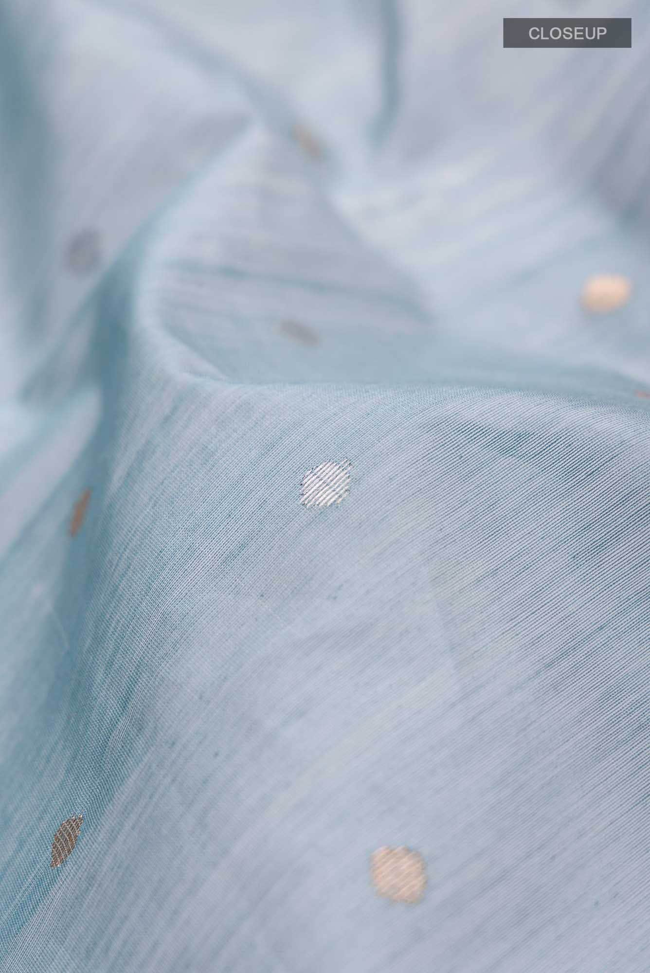 Blue Grey Chanderi Silk Cotton Saree