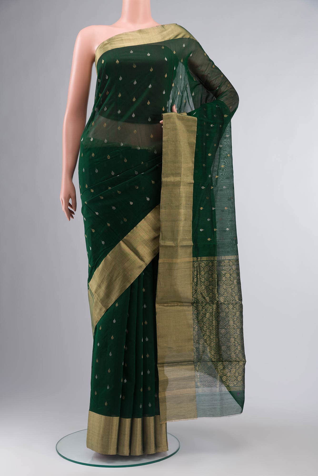Green Chanderi Silk Cotton Saree
