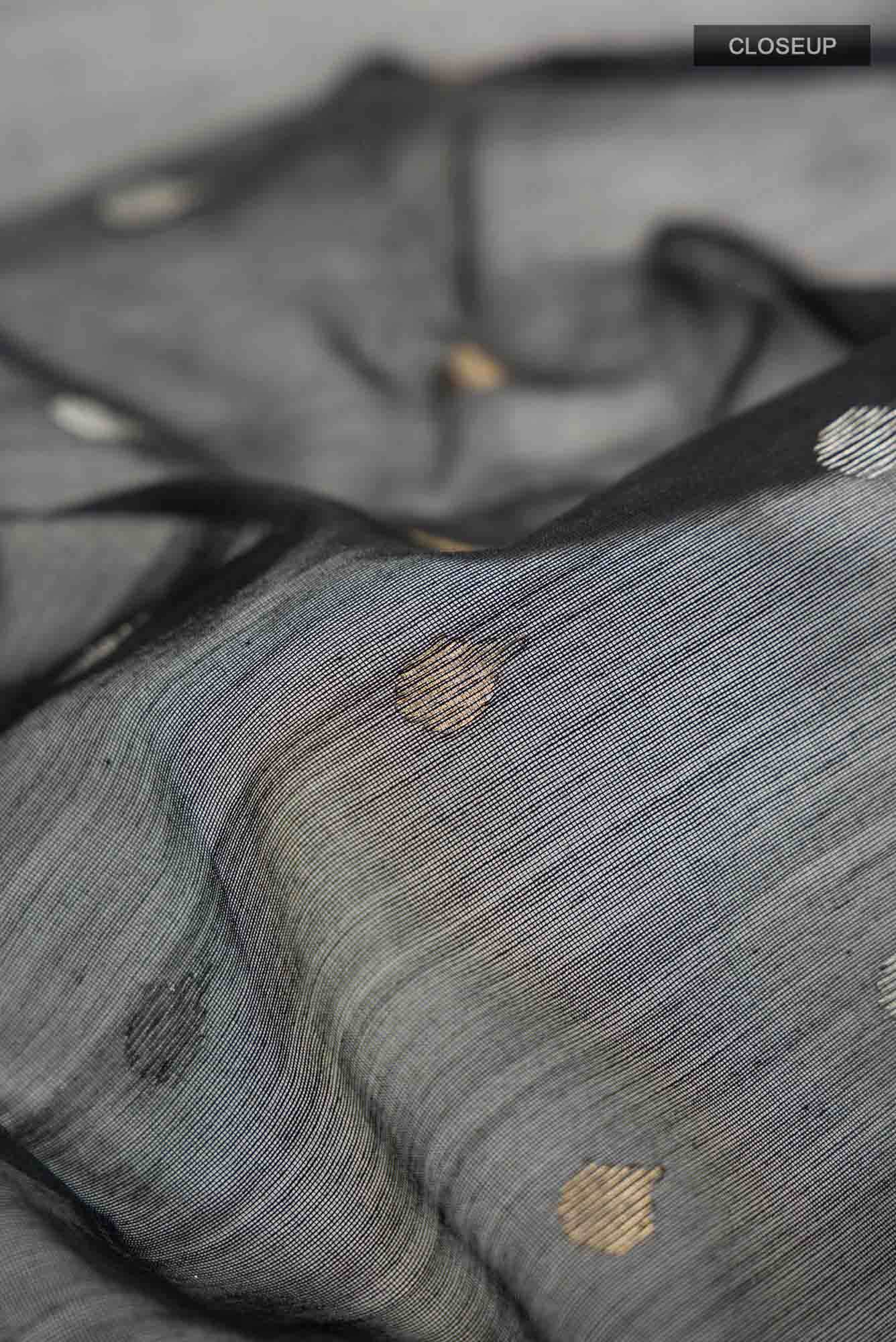 Black Chanderi Silk Cotton Saree