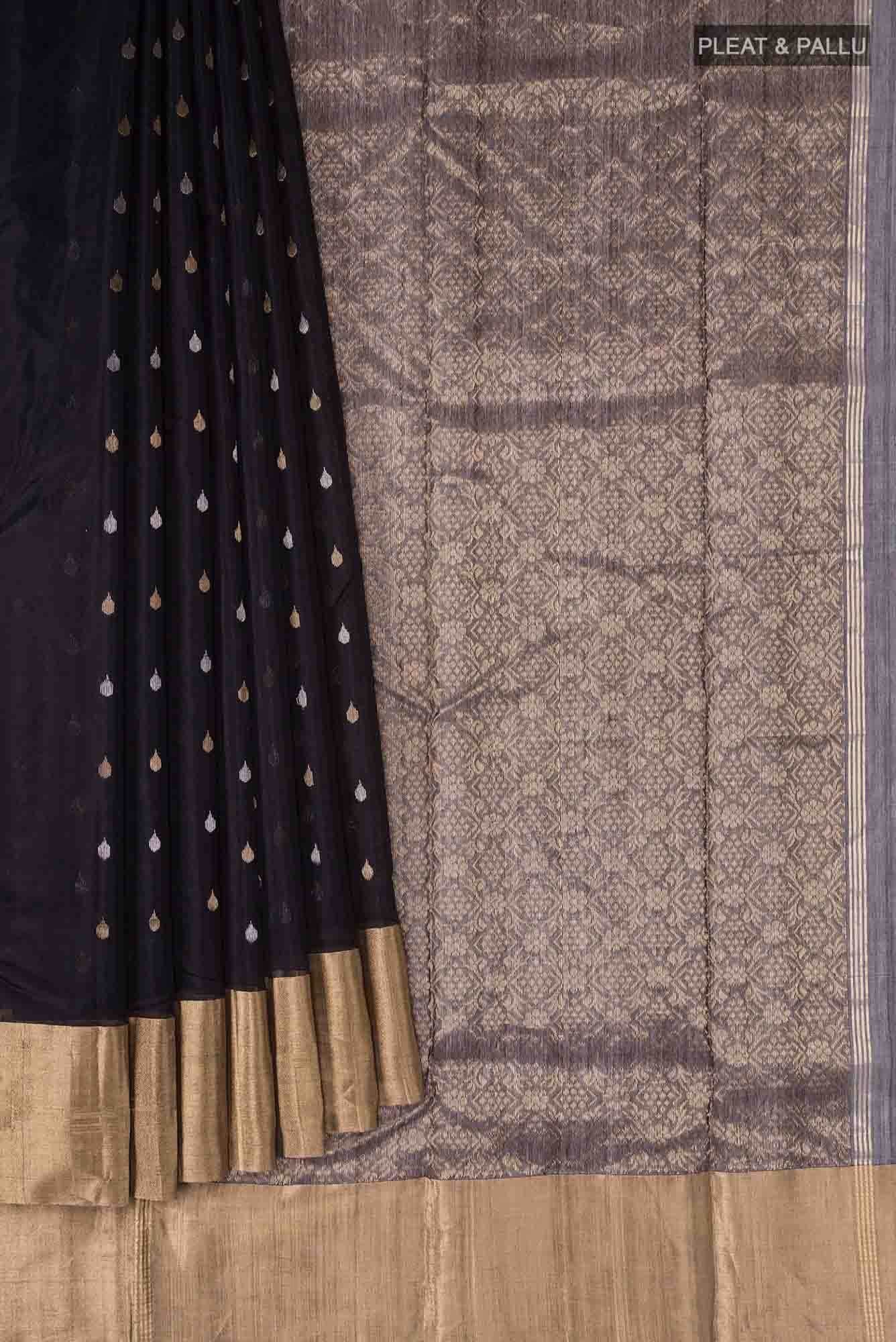 Black Chanderi Silk Cotton Saree