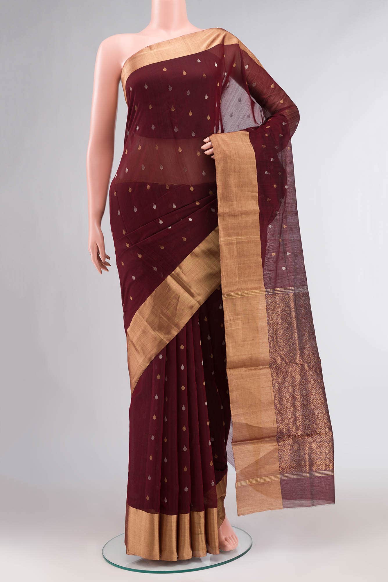 Maroon Chanderi Silk Cotton Saree