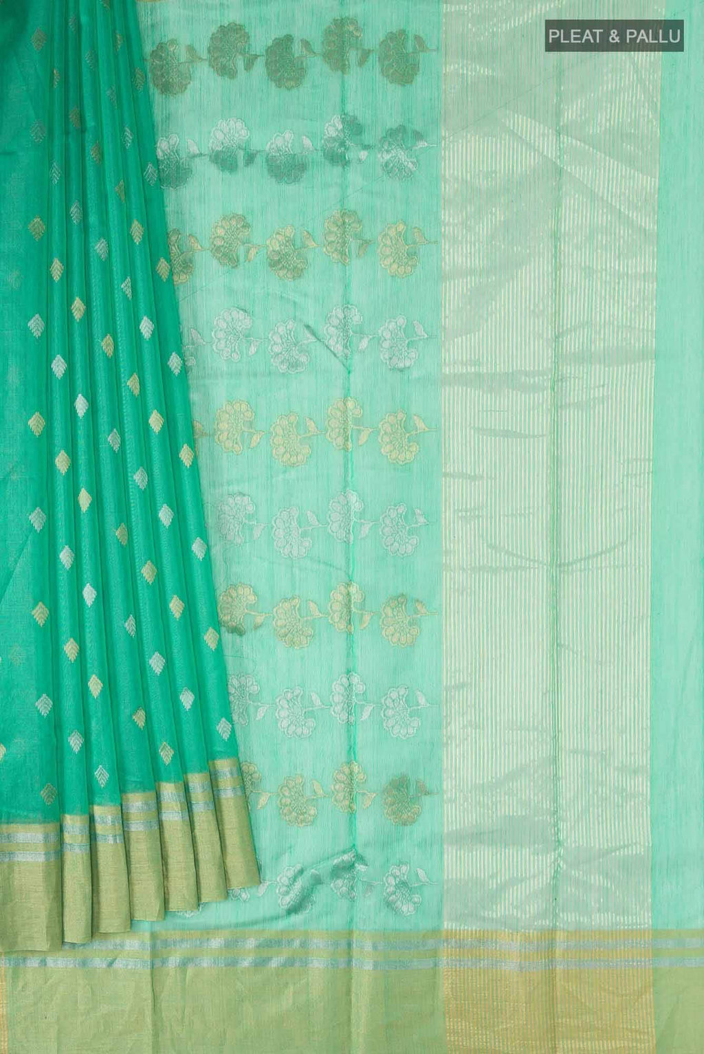 Green Chanderi Silk Cotton Saree