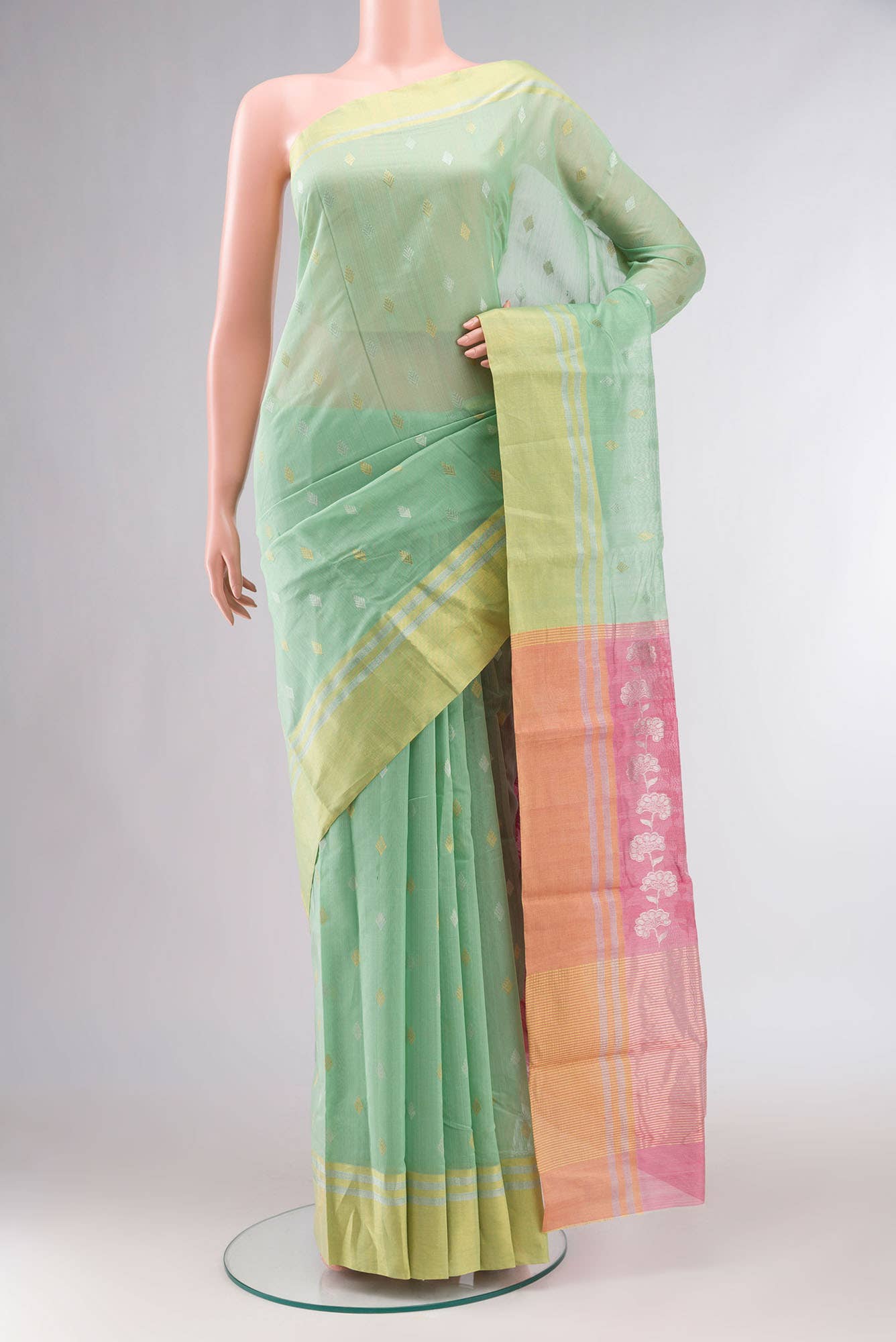 Green Chanderi Silk Cotton Saree