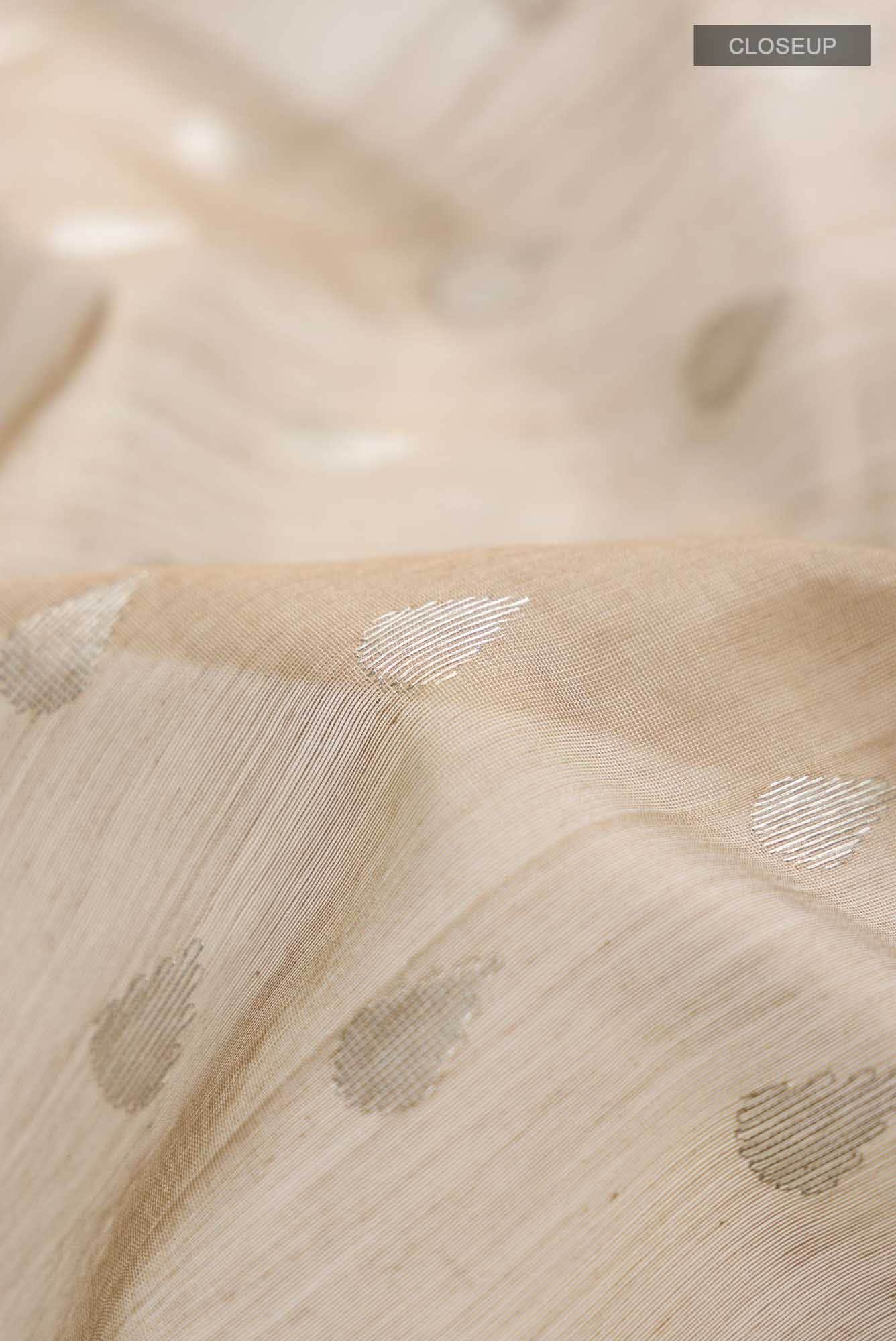 Beige Chanderi Silk Cotton Saree