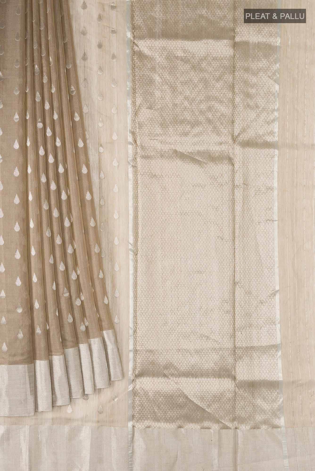 Beige Chanderi Silk Cotton Saree
