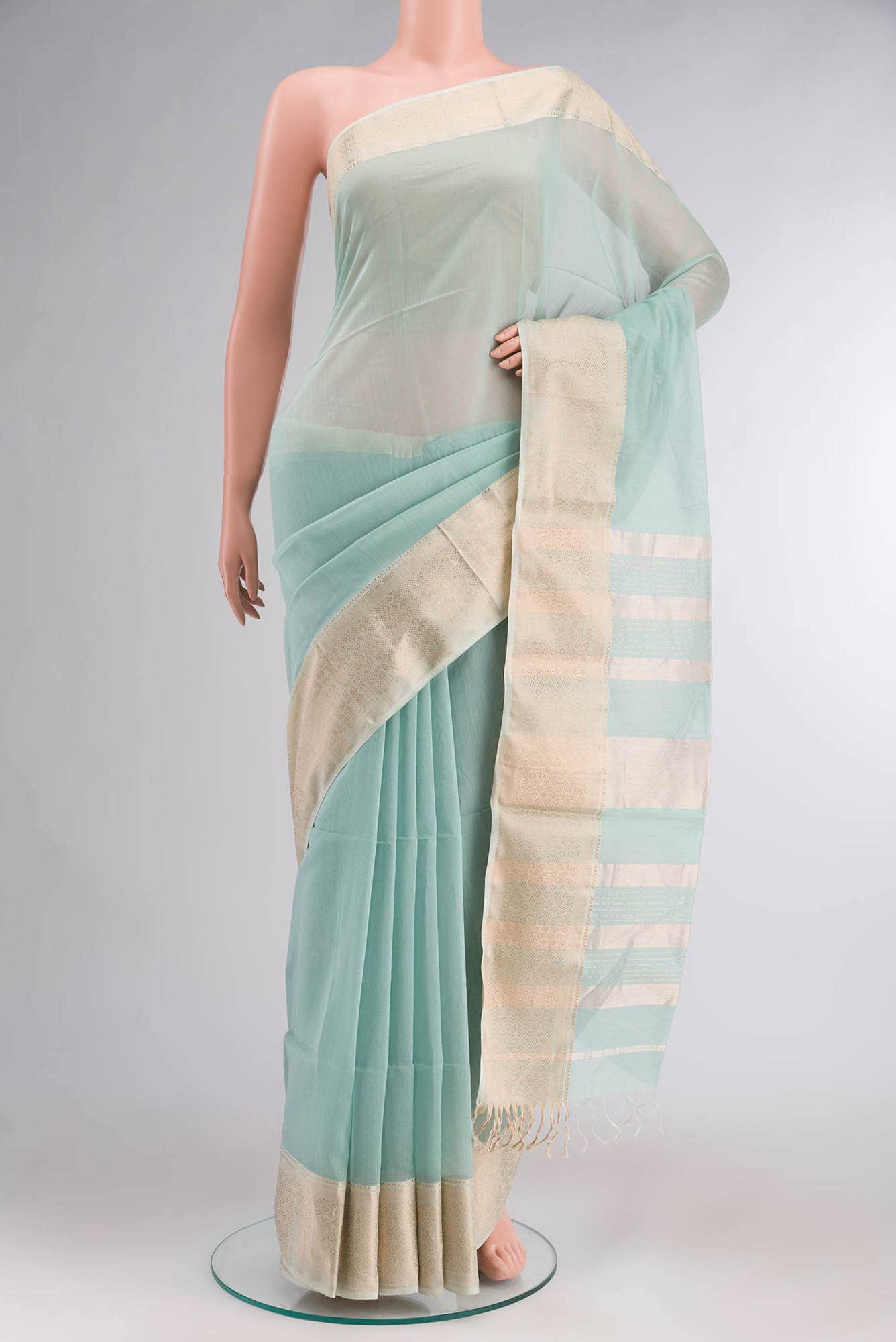 Blue Maheshwari Silk Cotton Saree