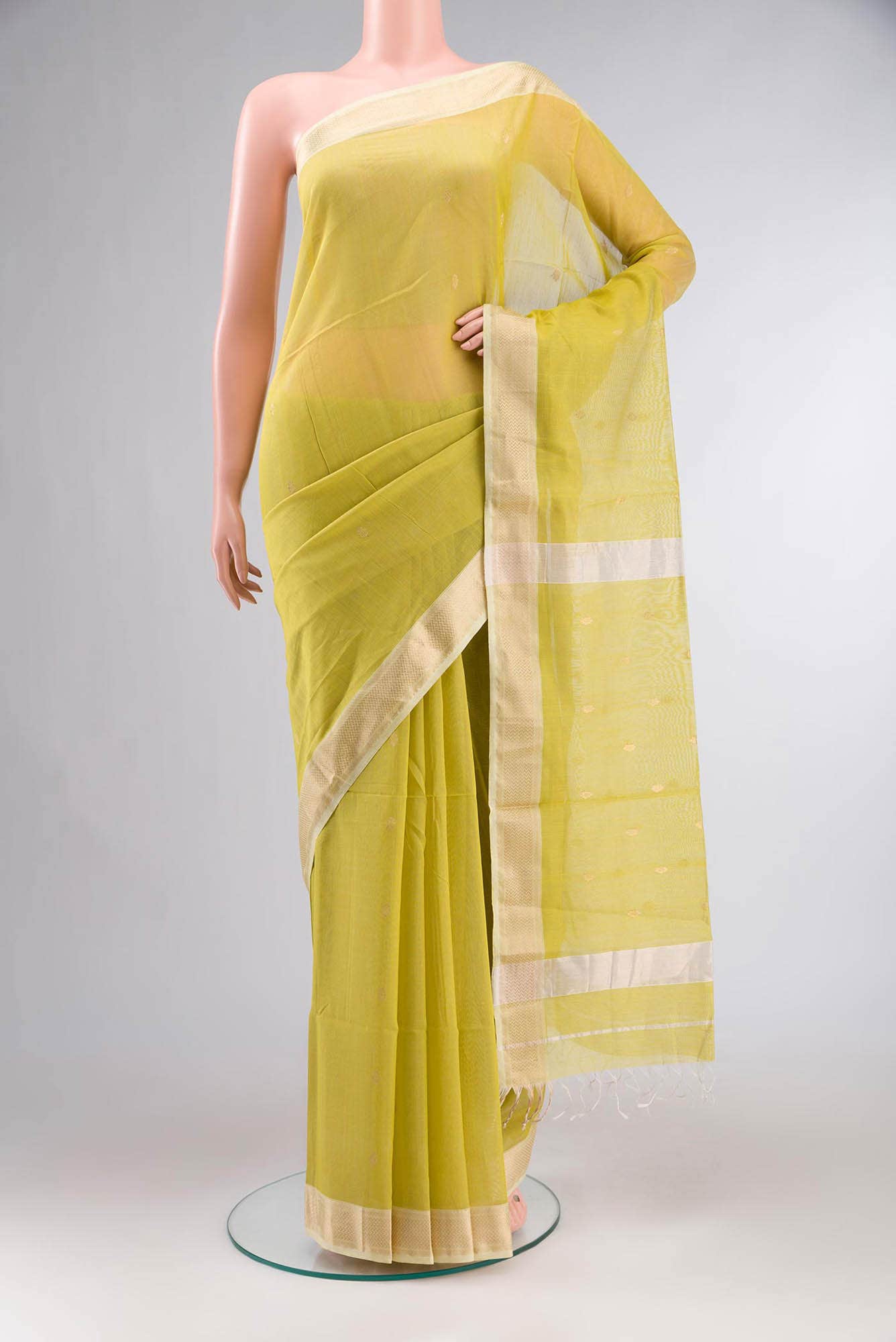Green Maheshwari Silk Cotton Saree