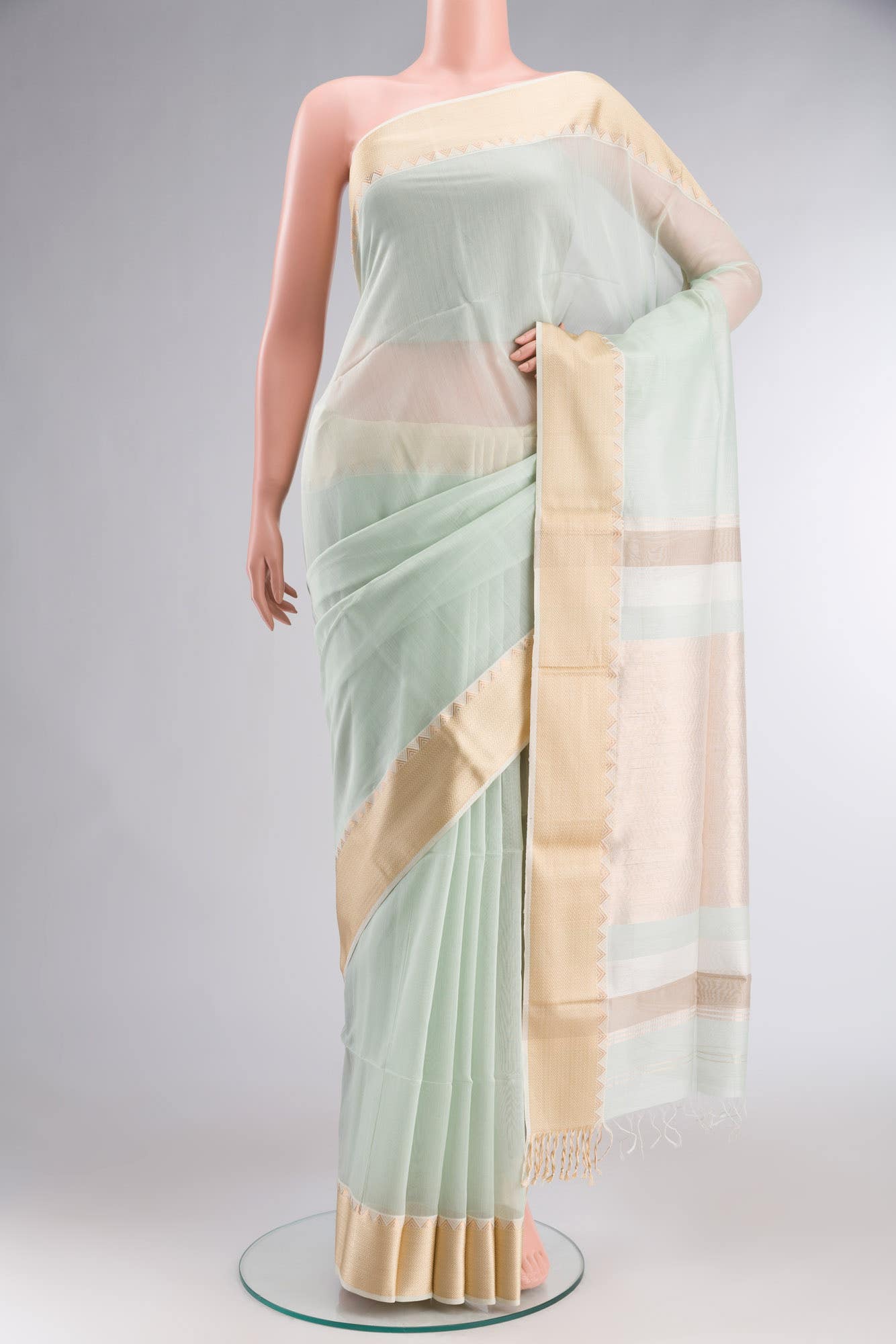 Light Green Maheshwari Silk Saree