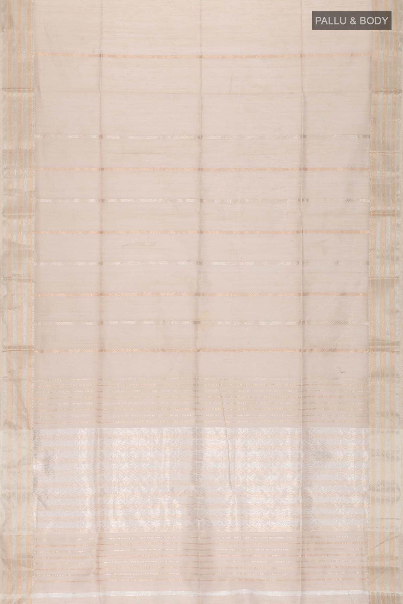 Beige Maheshwari Silk Cotton Saree