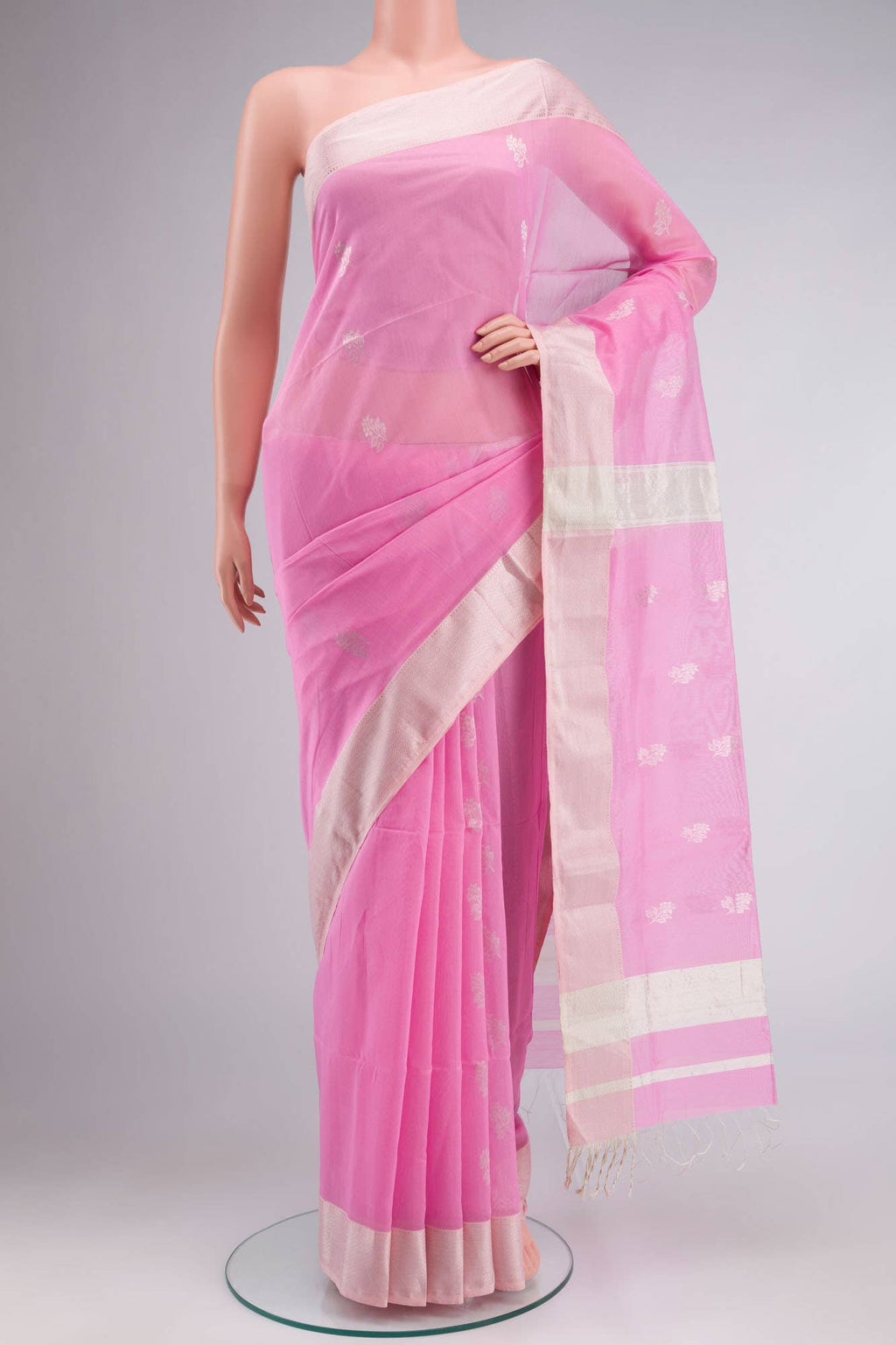 Pink Maheshwari Silk Cotton Saree