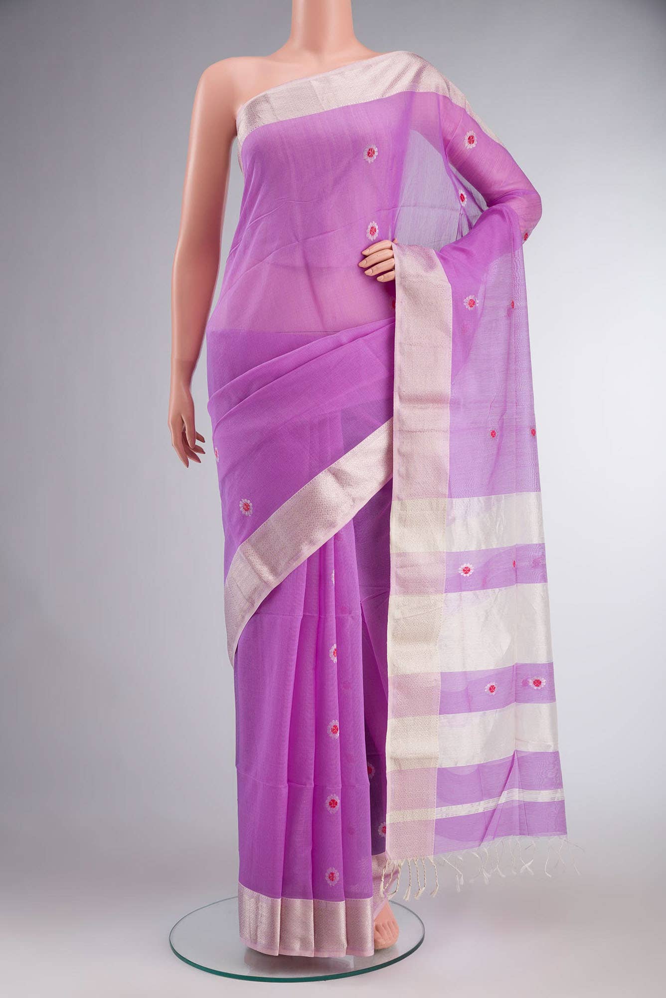 Lavender Maheshwari Silk Cotton Saree