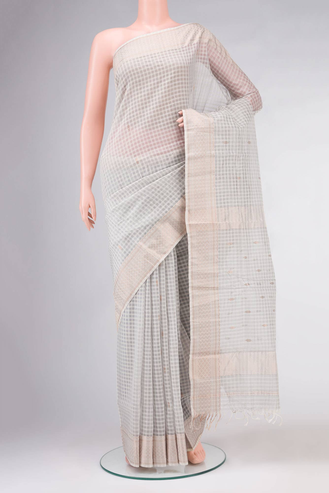 Grey Maheshwari Silk Cotton Saree