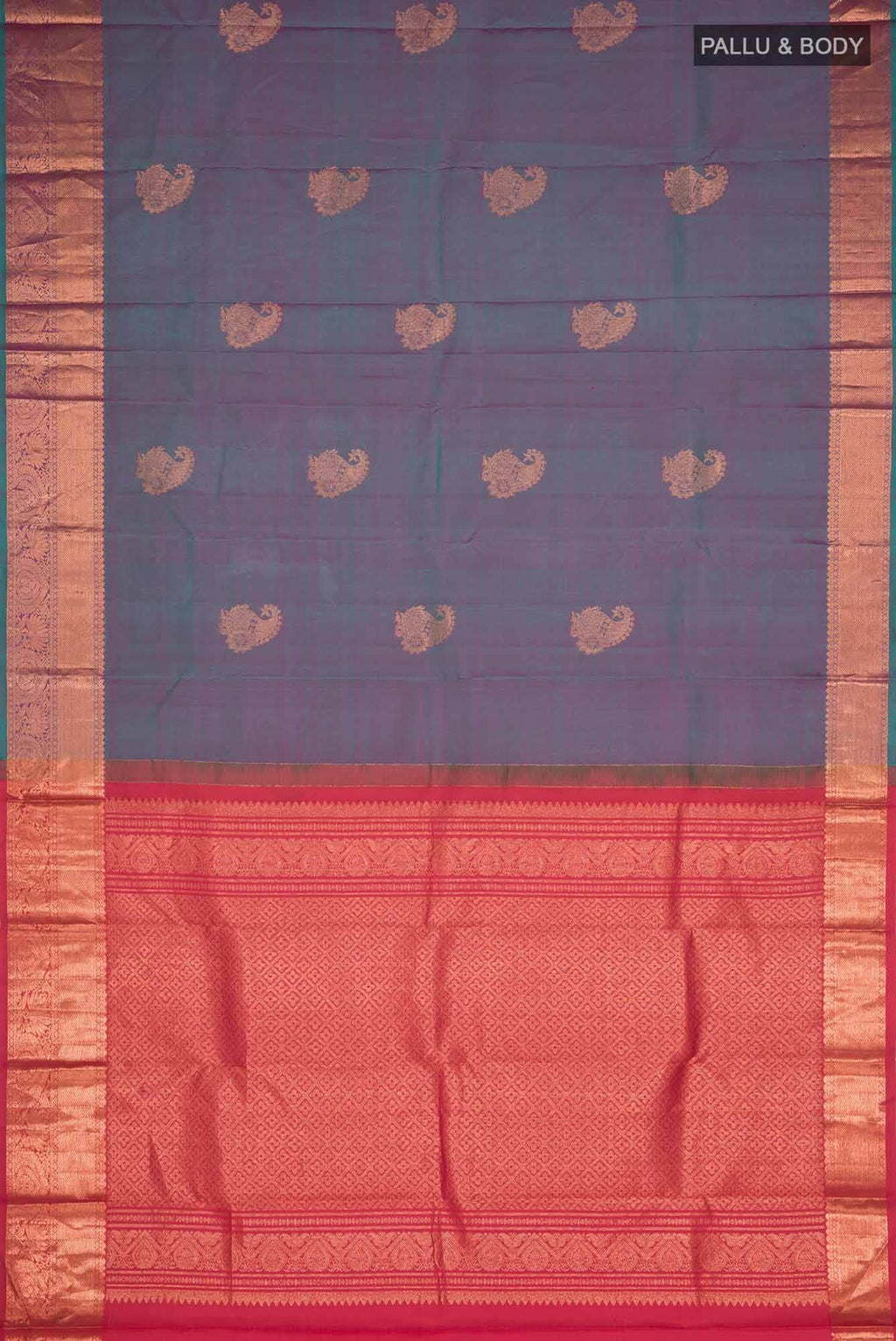 Turquoise with Pink Dual Tone Kanchipuram Silk Saree