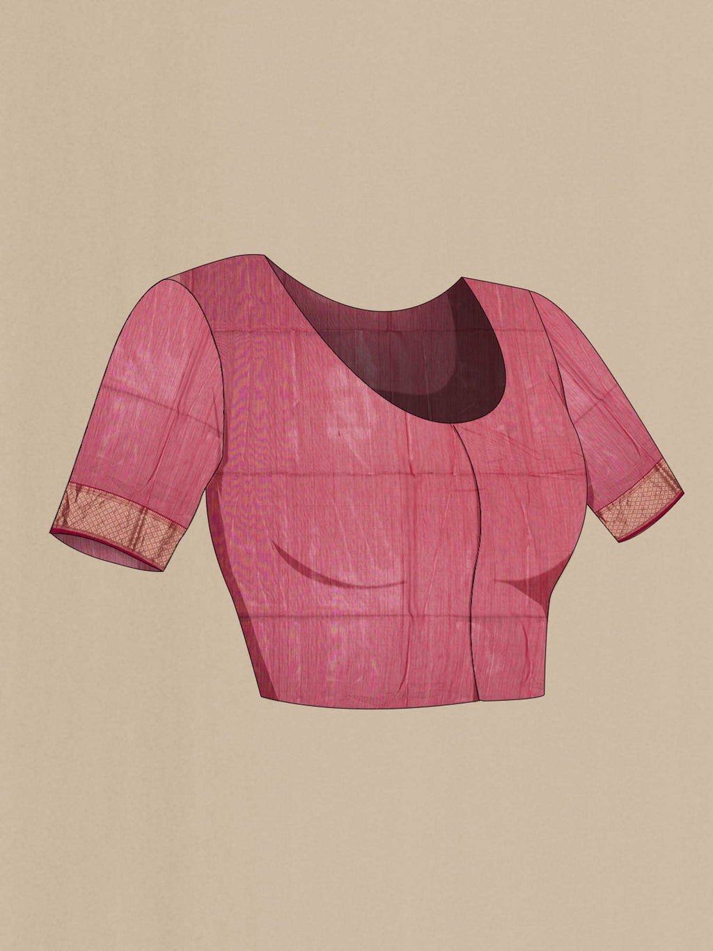 Peach Maheshwari Silk Cotton Saree