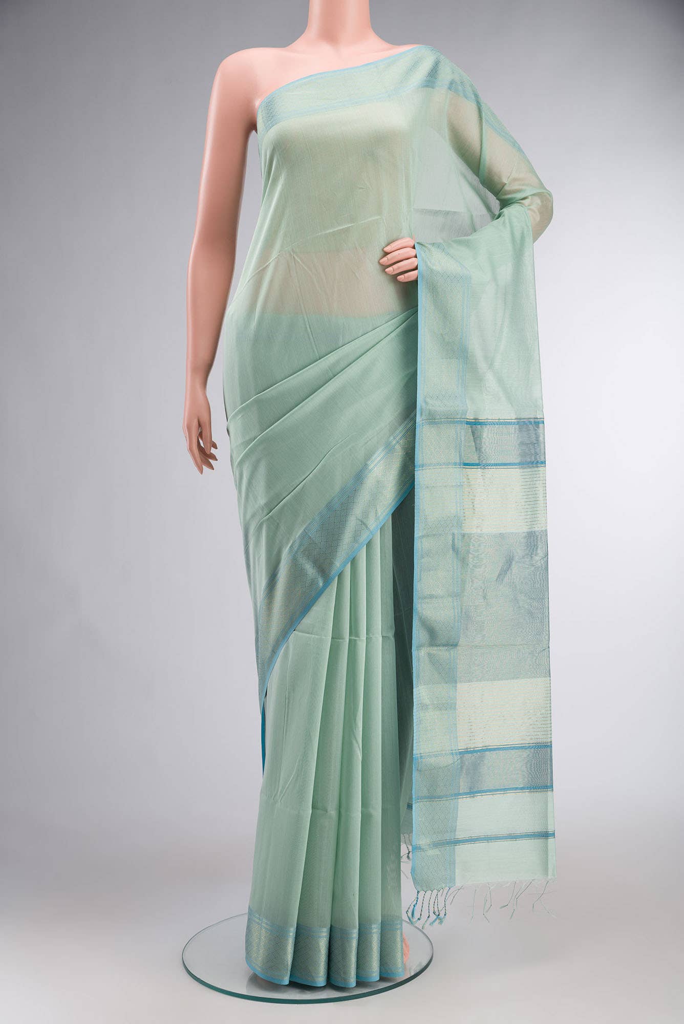 Light Blue Maheshwari Silk Saree