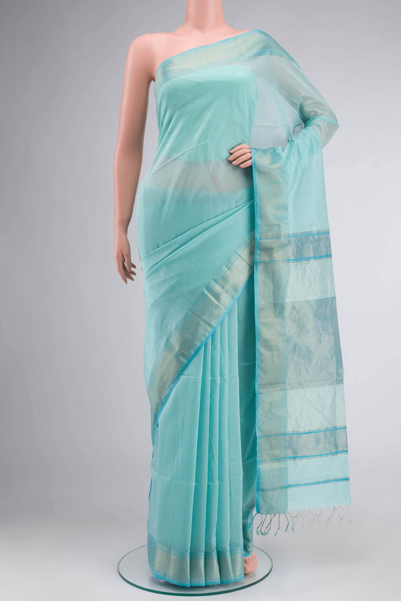 Blue Maheshwari Silk Cotton Saree