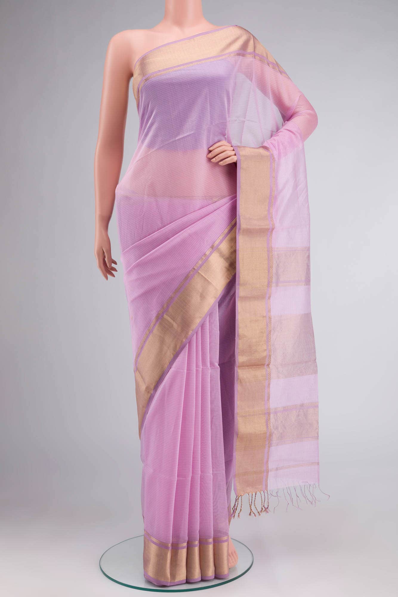 Lavender Maheshwari Silk Cotton Saree