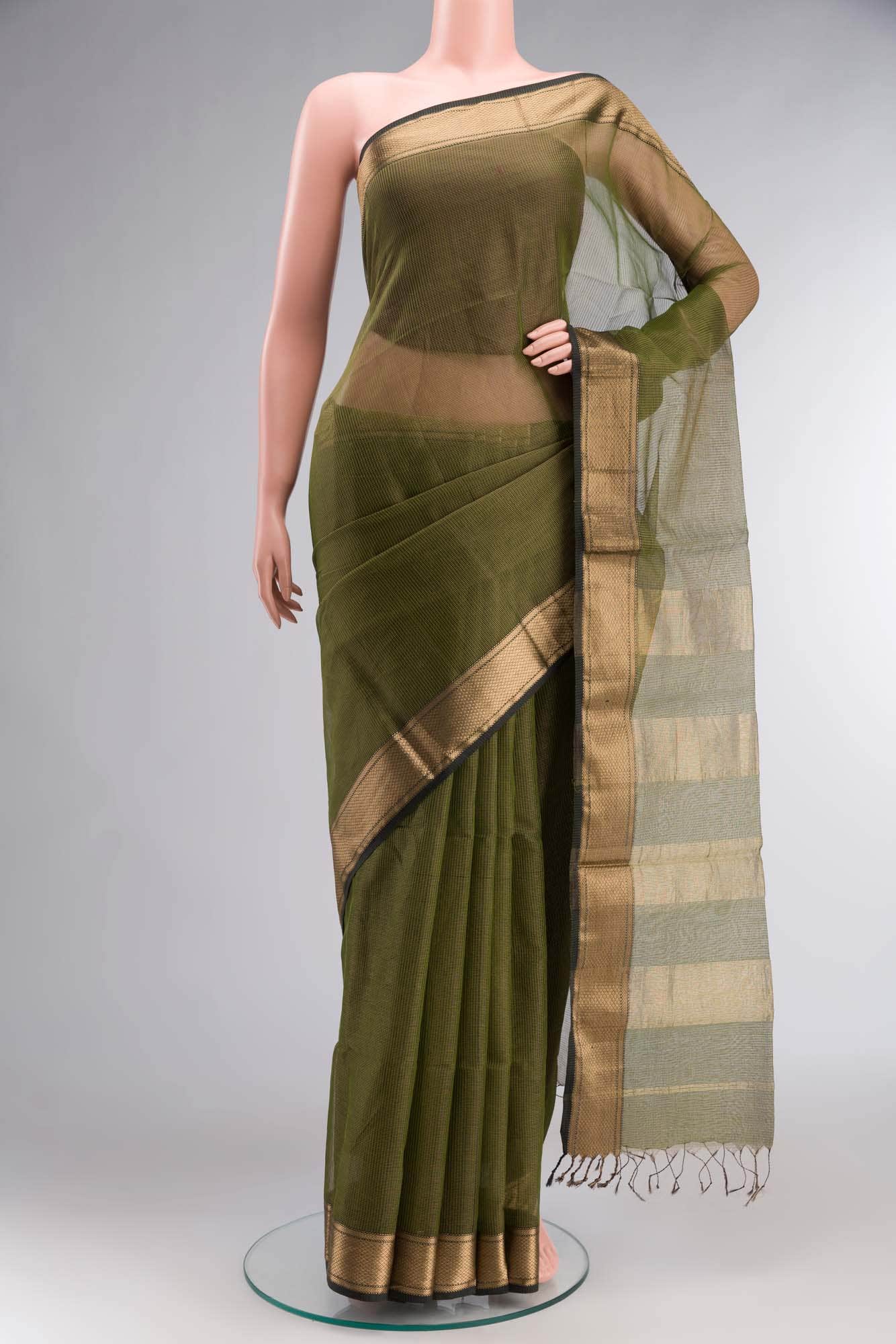 Green Maheshwari Silk Saree