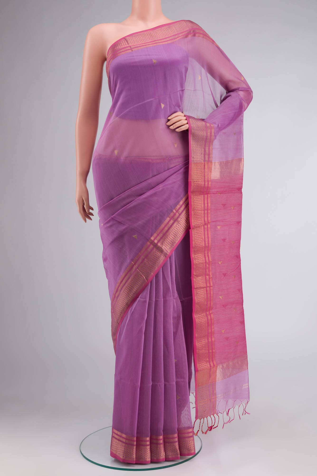 Lavender Maheshwari Silk Cotton Saree