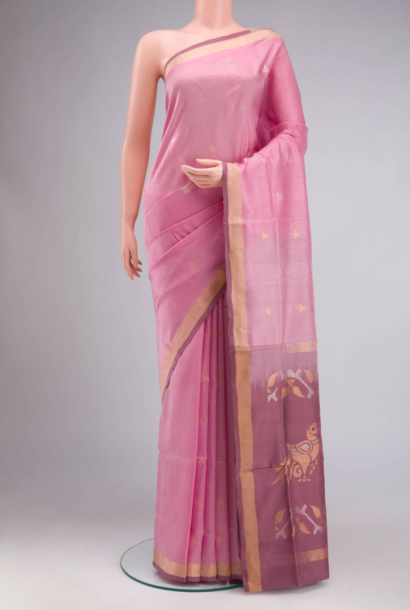 Rose pink Uppada Silk Saree